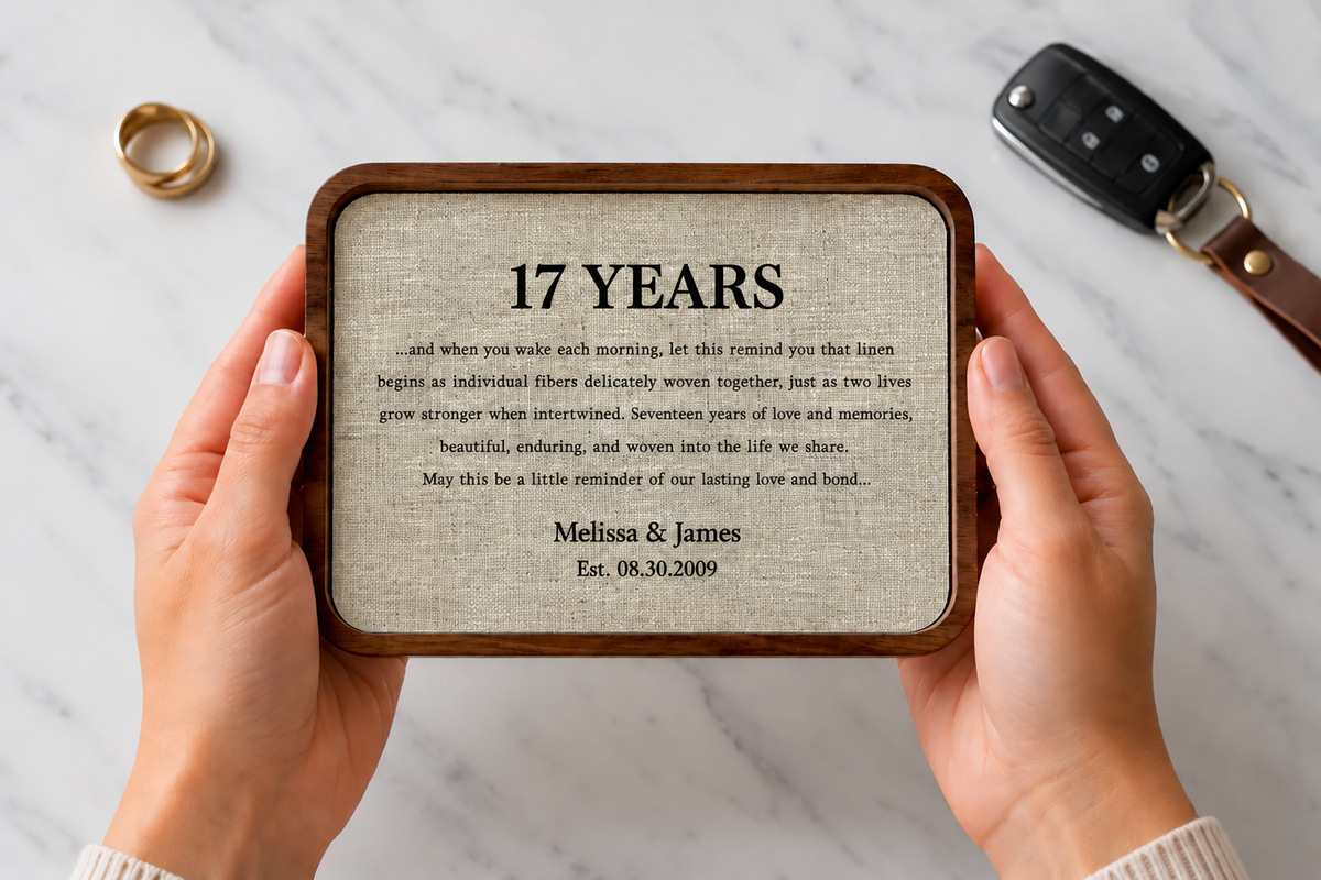 Handmade Walnut Catch-All Tray with Optional Wireless Charger | Personalized 17th Anniversary Gift