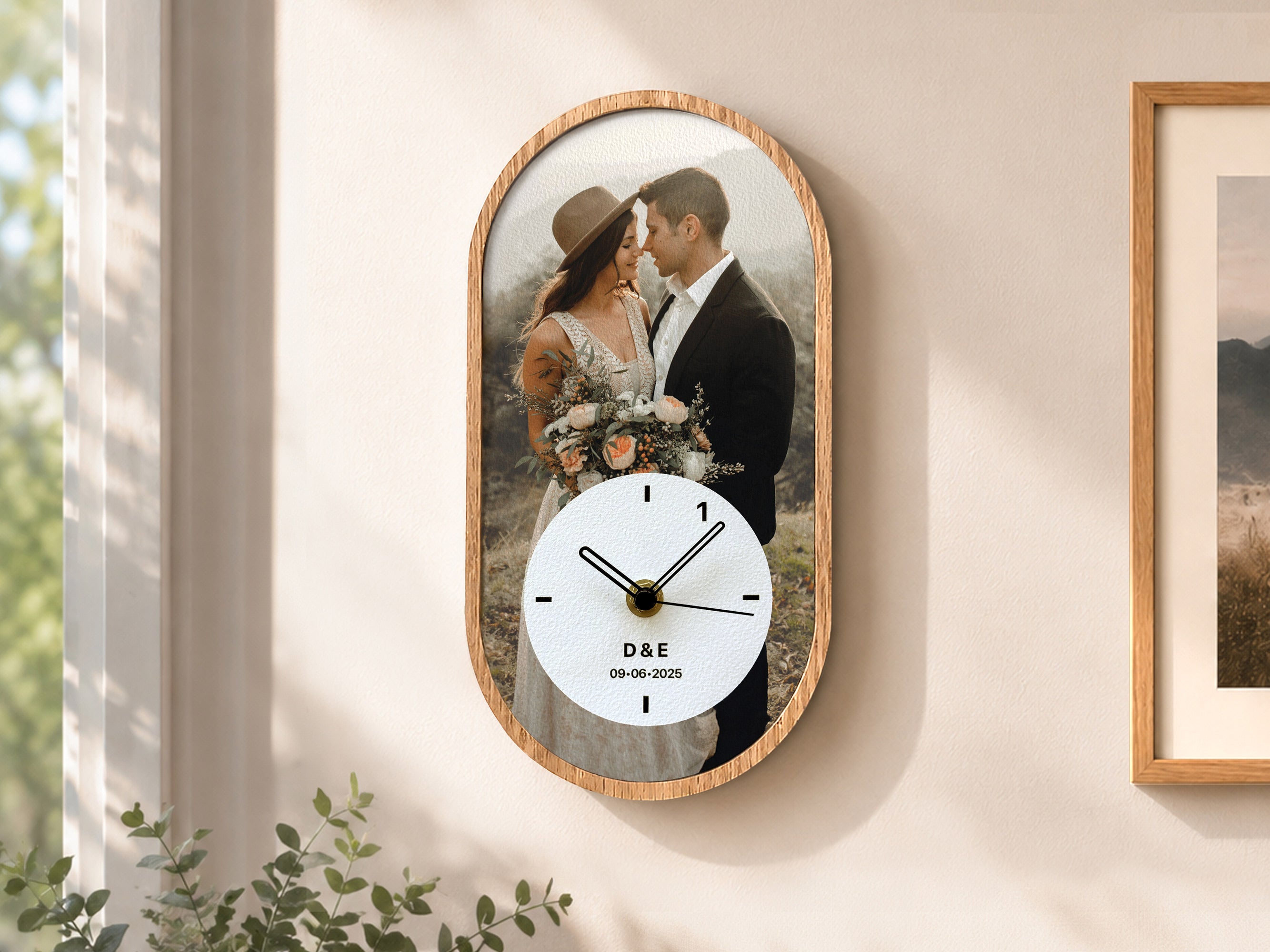 Personalized Photo Wall Clock - 17th Anniversary Gift for Him & Her - Custom Furniture Anniversary Wood Clock
