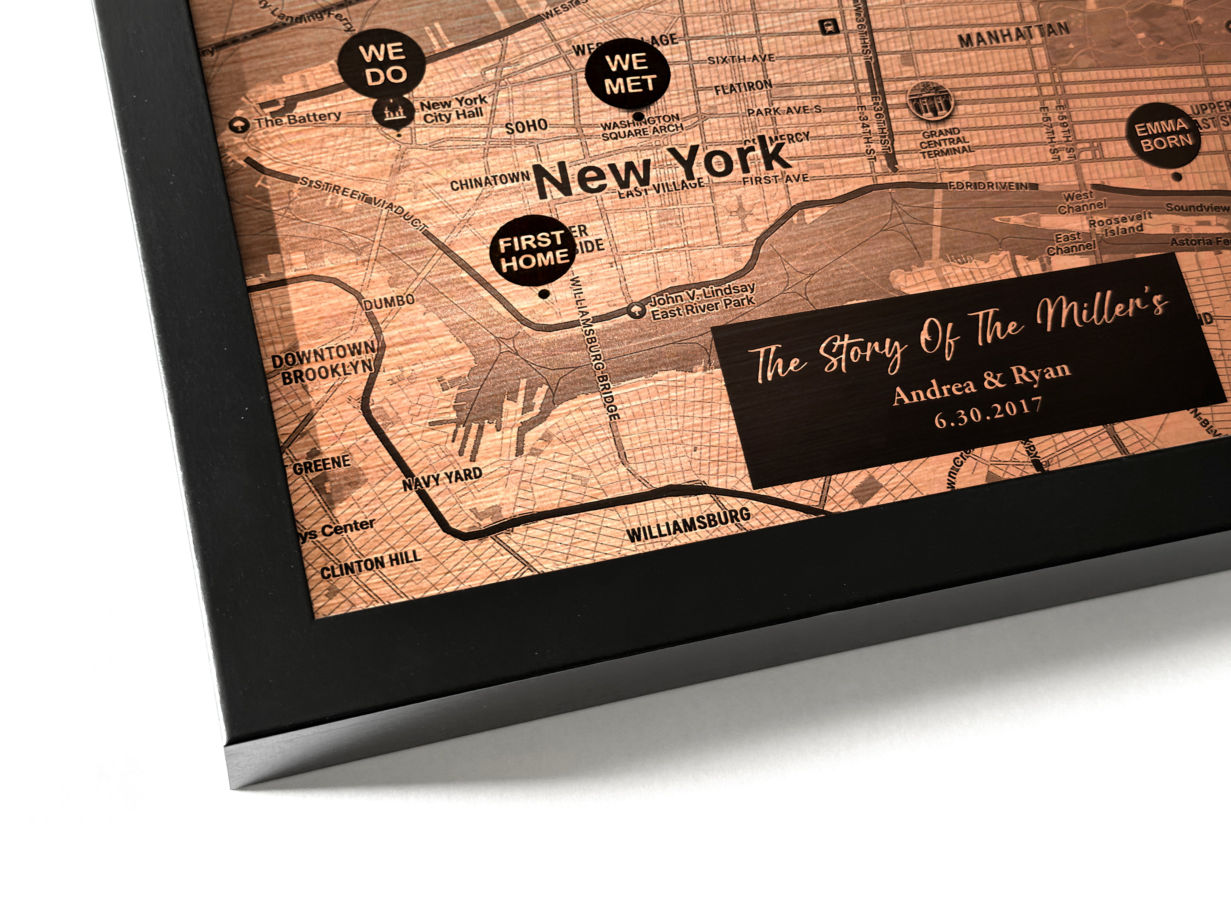 Copper Map with Custom Location Pins