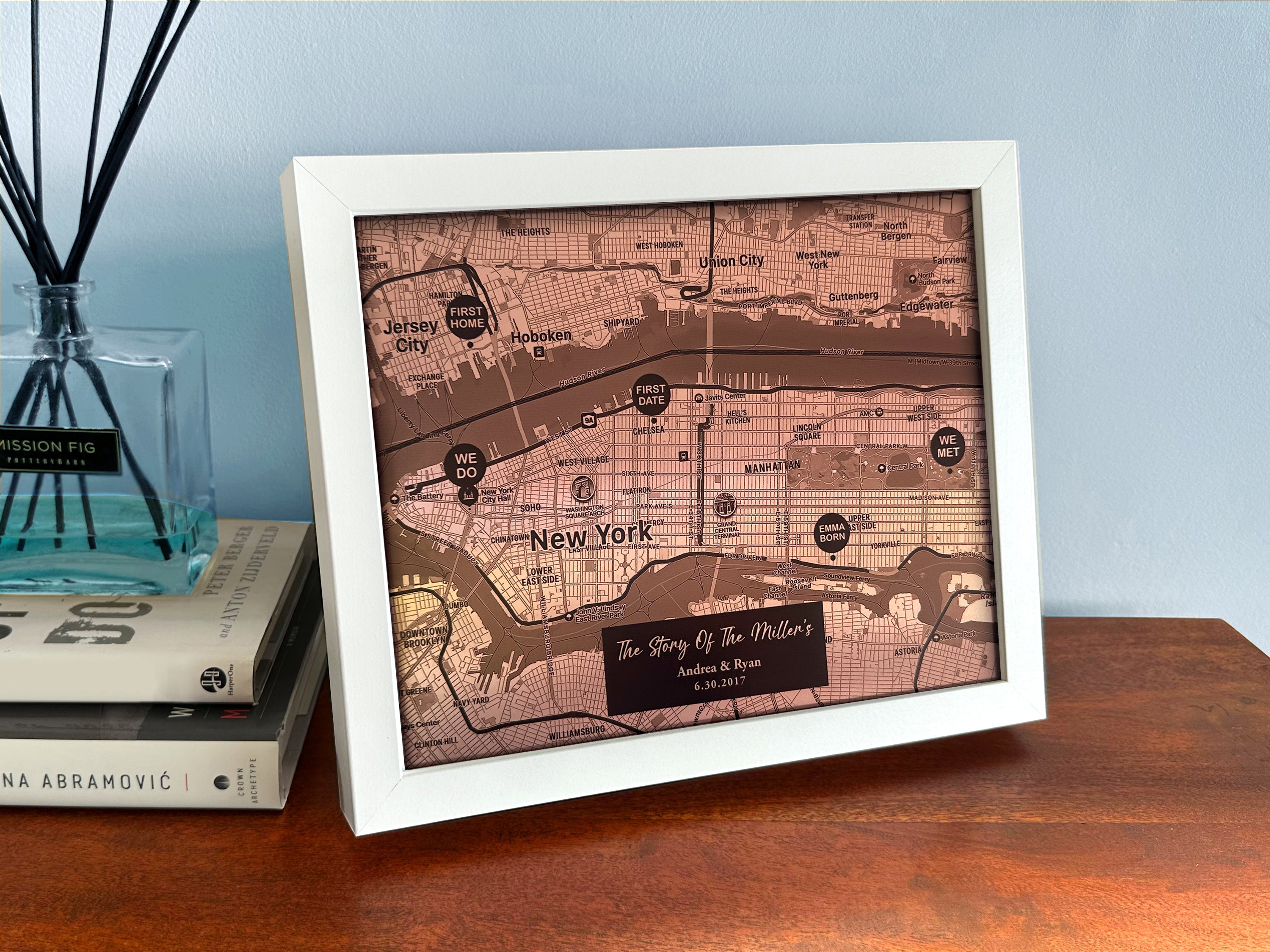 Copper Map with Custom Location Pins