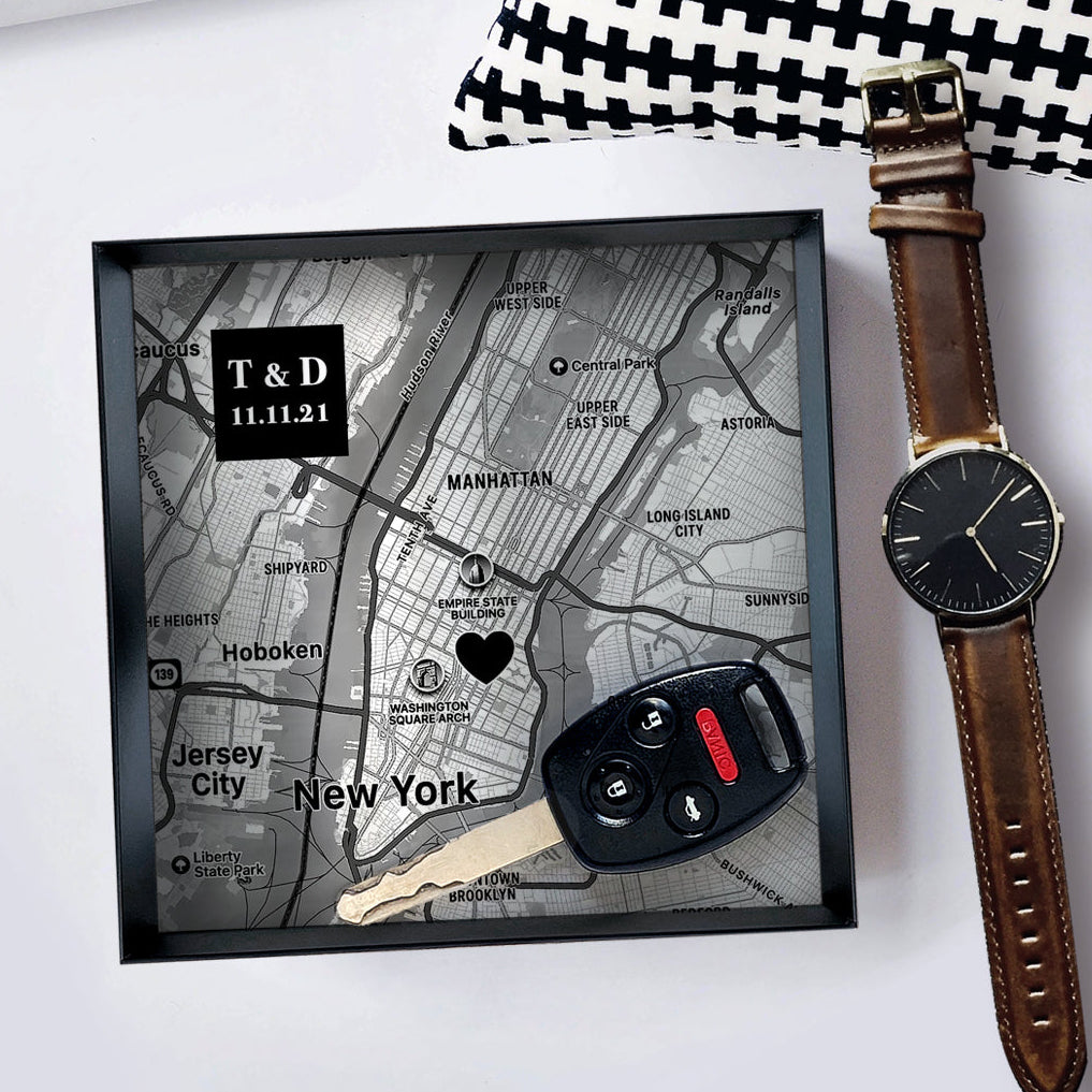 Personalized Iron Map Tray - 6th Anniversary Gift for Him & Her