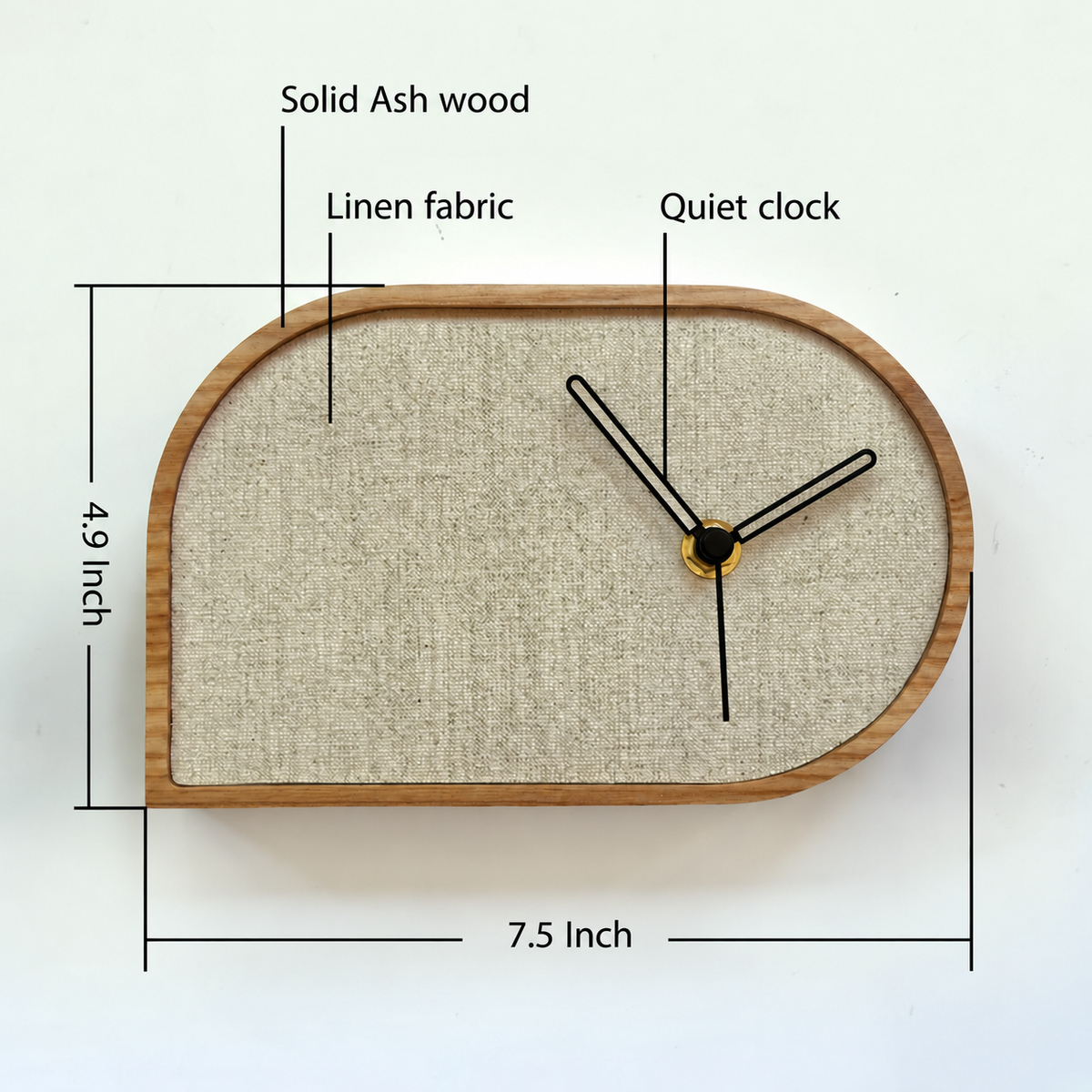 Handmade Personalized Linen Desk Clock - 4th Anniversary Gift for Him & Her