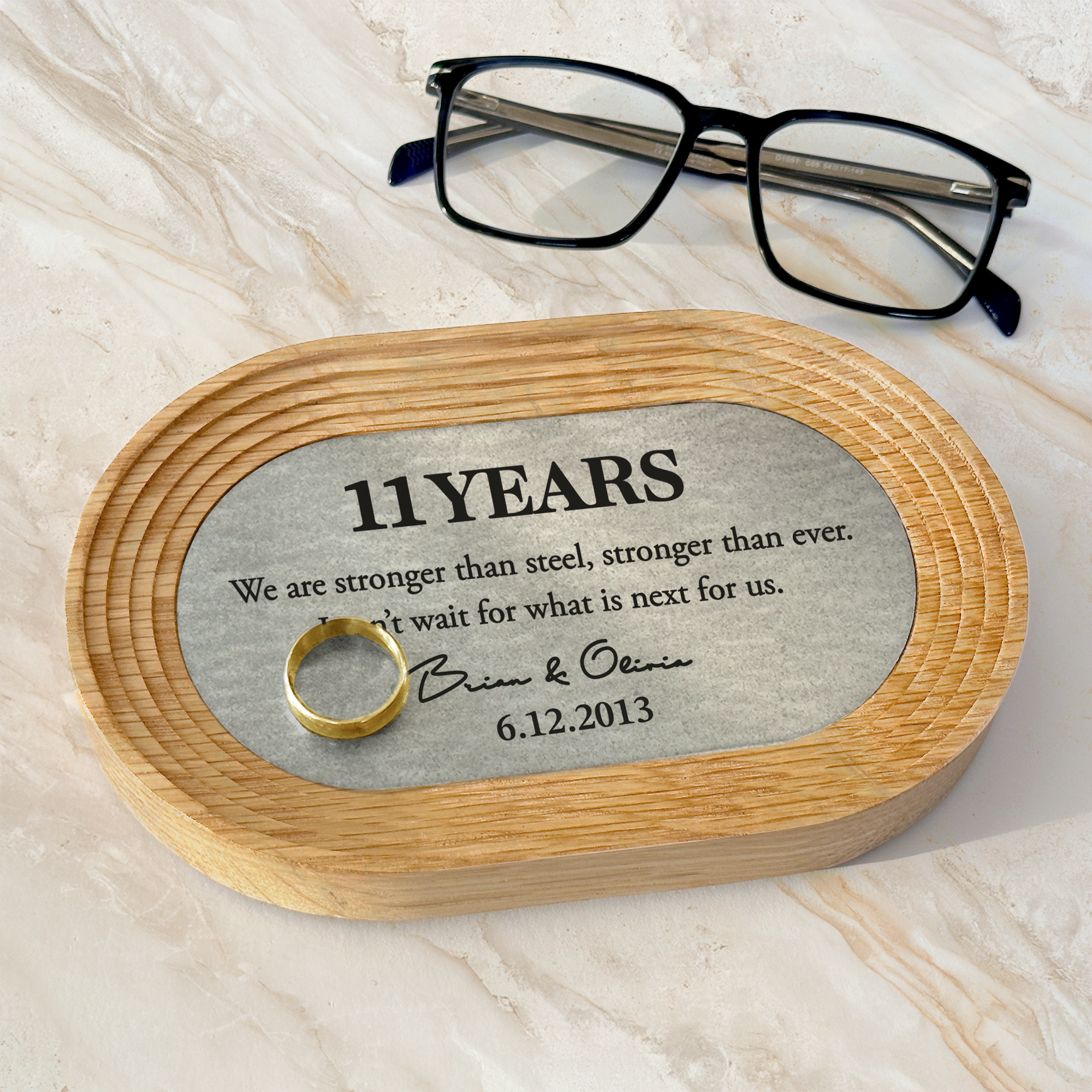 Catchall tray with customization on steel