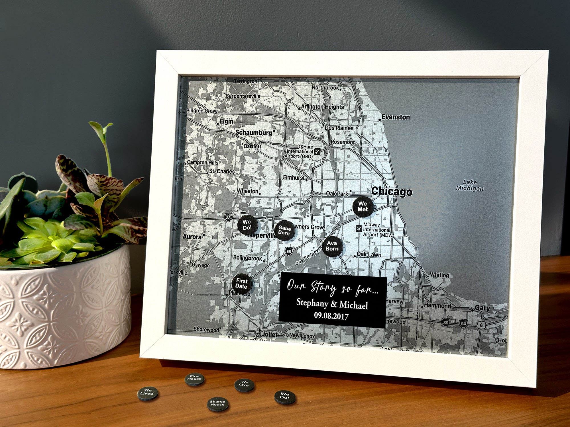 Steel Map with Custom Location Magnet Pins