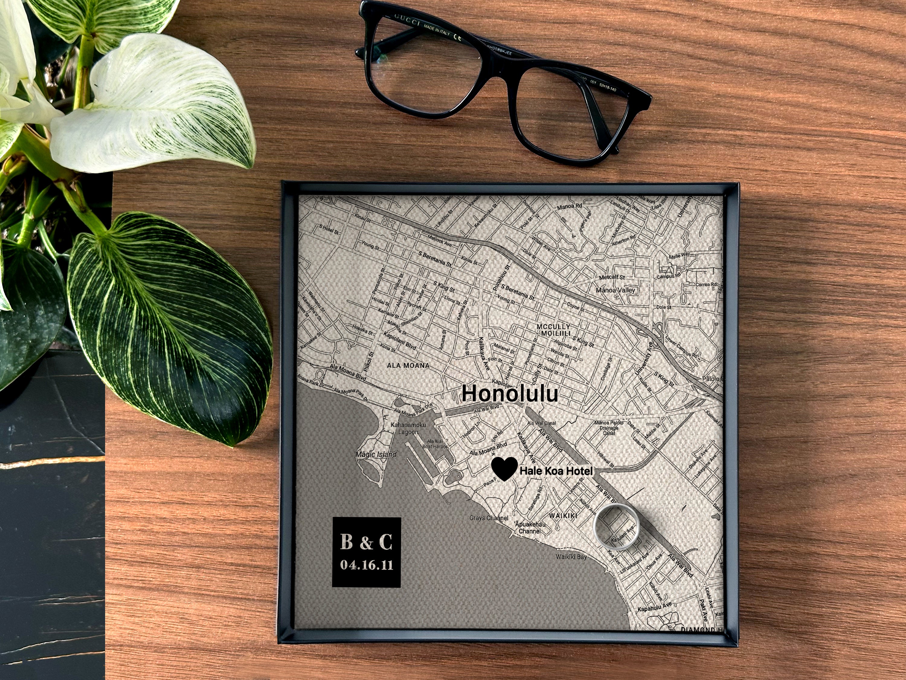 Elegant large cotton catchall tray for him - top