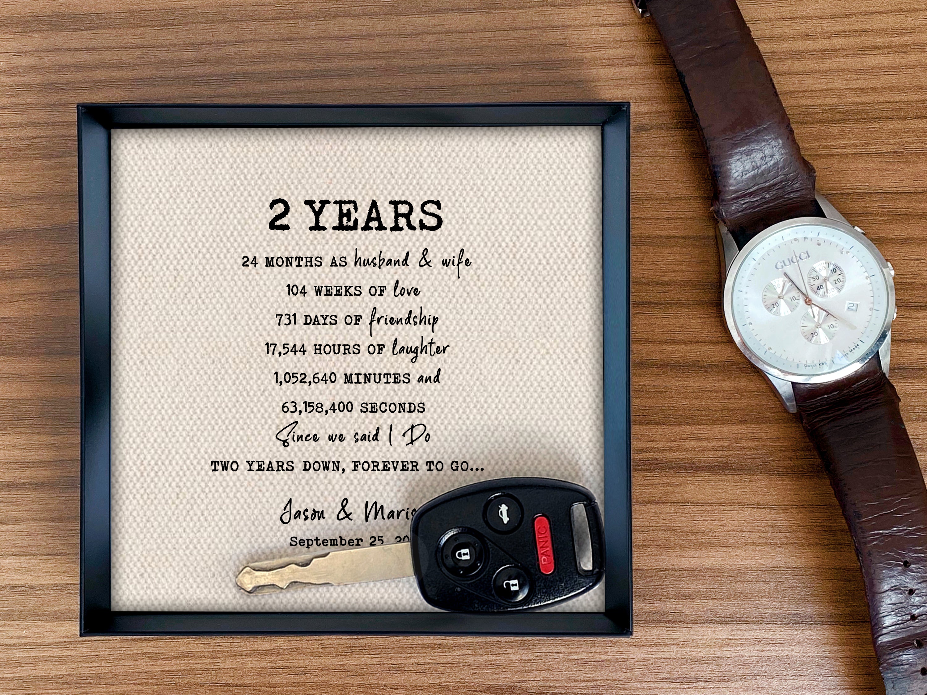 2nd year count anniversary gift close up view