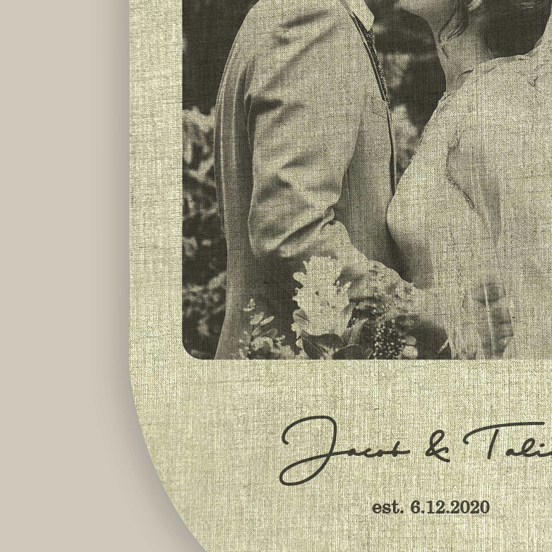 linen texture details on black and white print