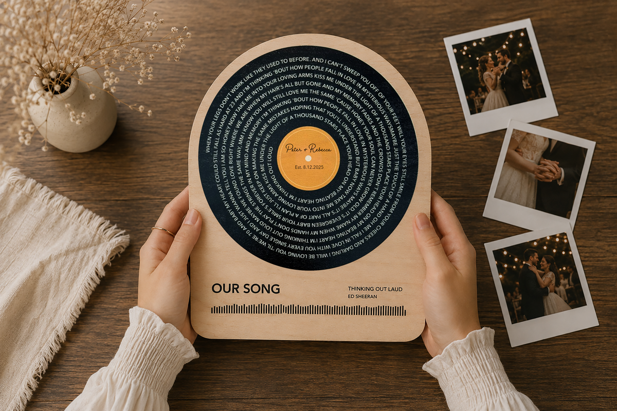 Personalized Song Lyrics Vinyl Record Wood Sign | 5th Anniversary Wood Gift