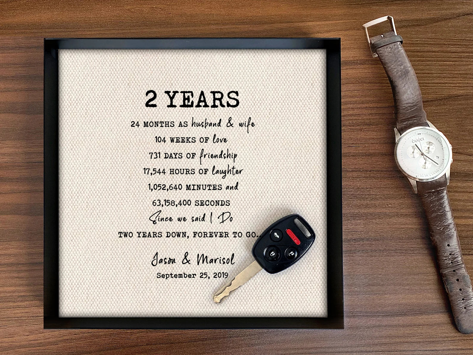 Personalized Cotton Catchall Tray - 2nd Anniversary Countdown Gift for Him & Her | Custom Wording