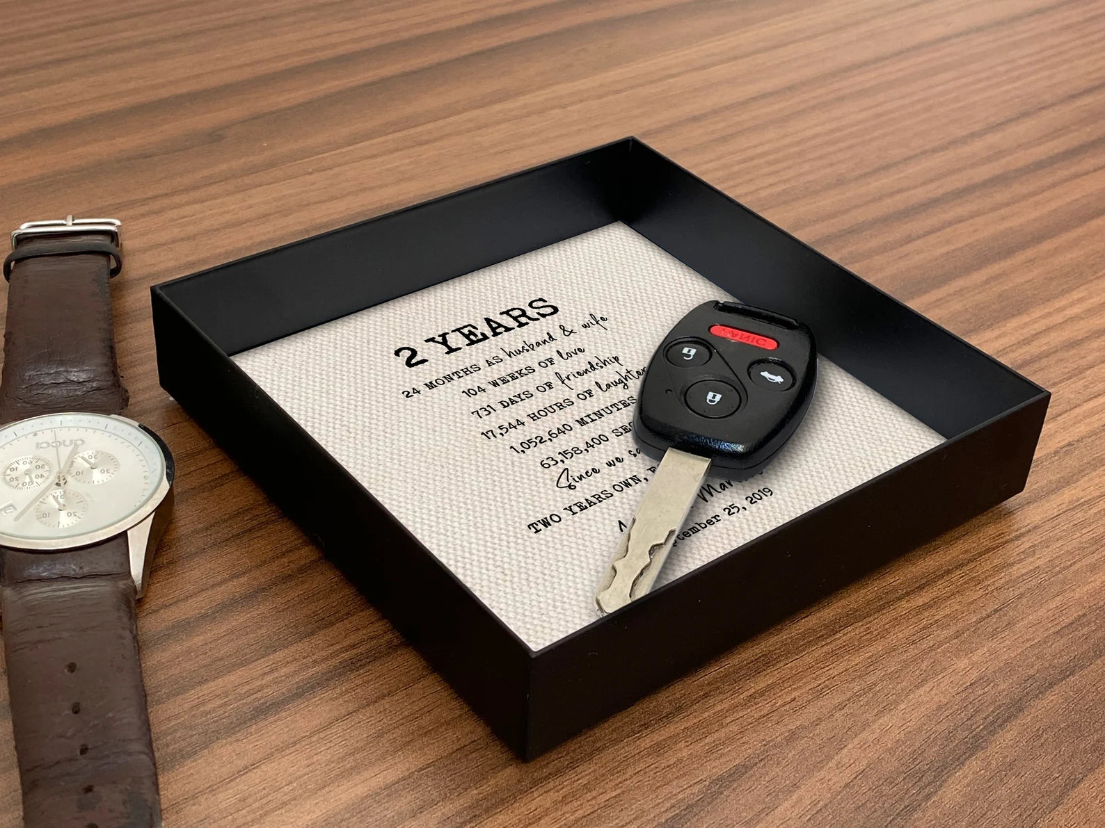 Personalized Cotton Catchall Tray - 2nd Anniversary Countdown Gift for Him & Her | Custom Wording