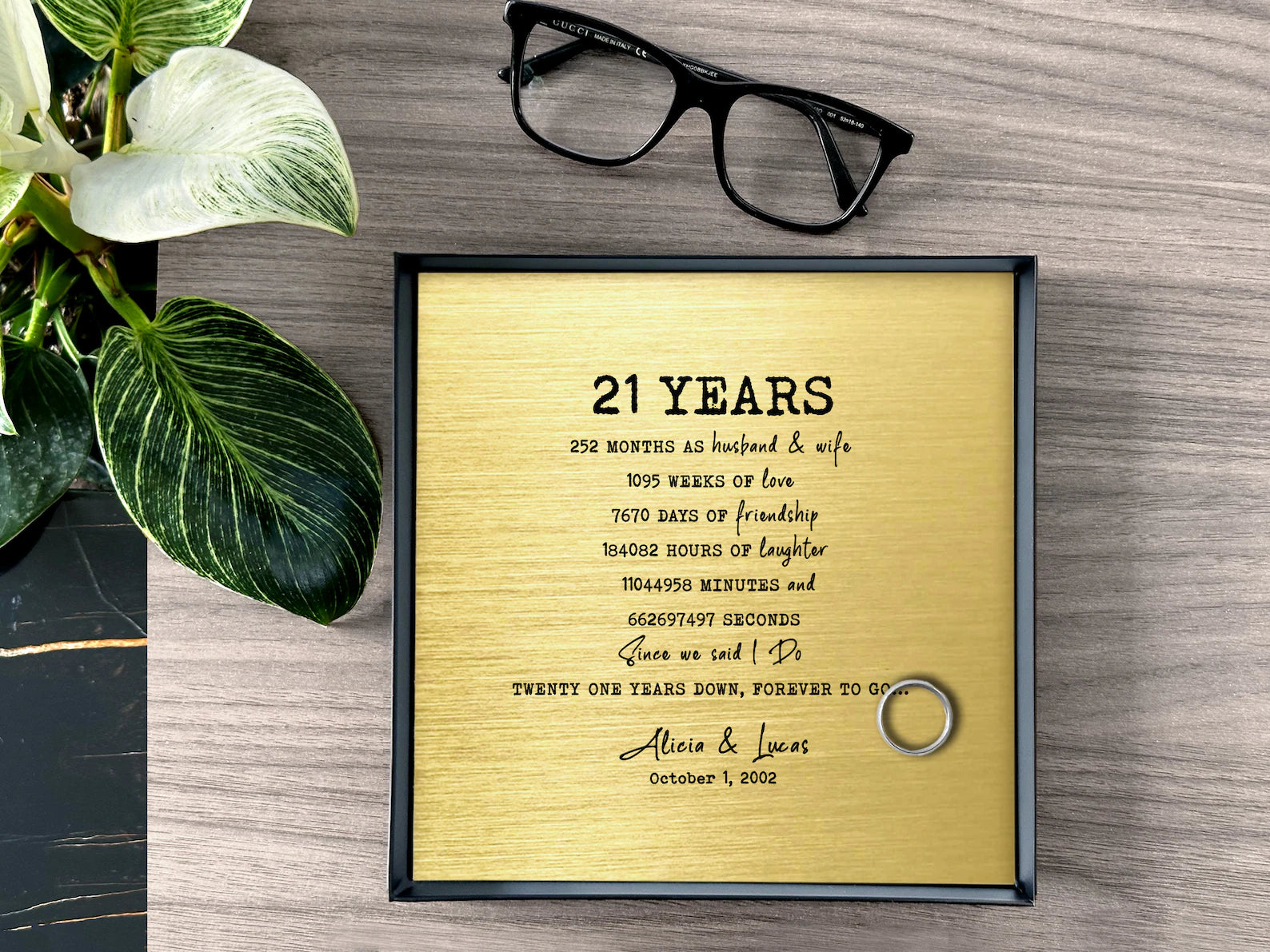 Brass Anniversary Gift - Personalized Catchall Tray - 21st Anniversary Gift for Him & Her | Custom Wording