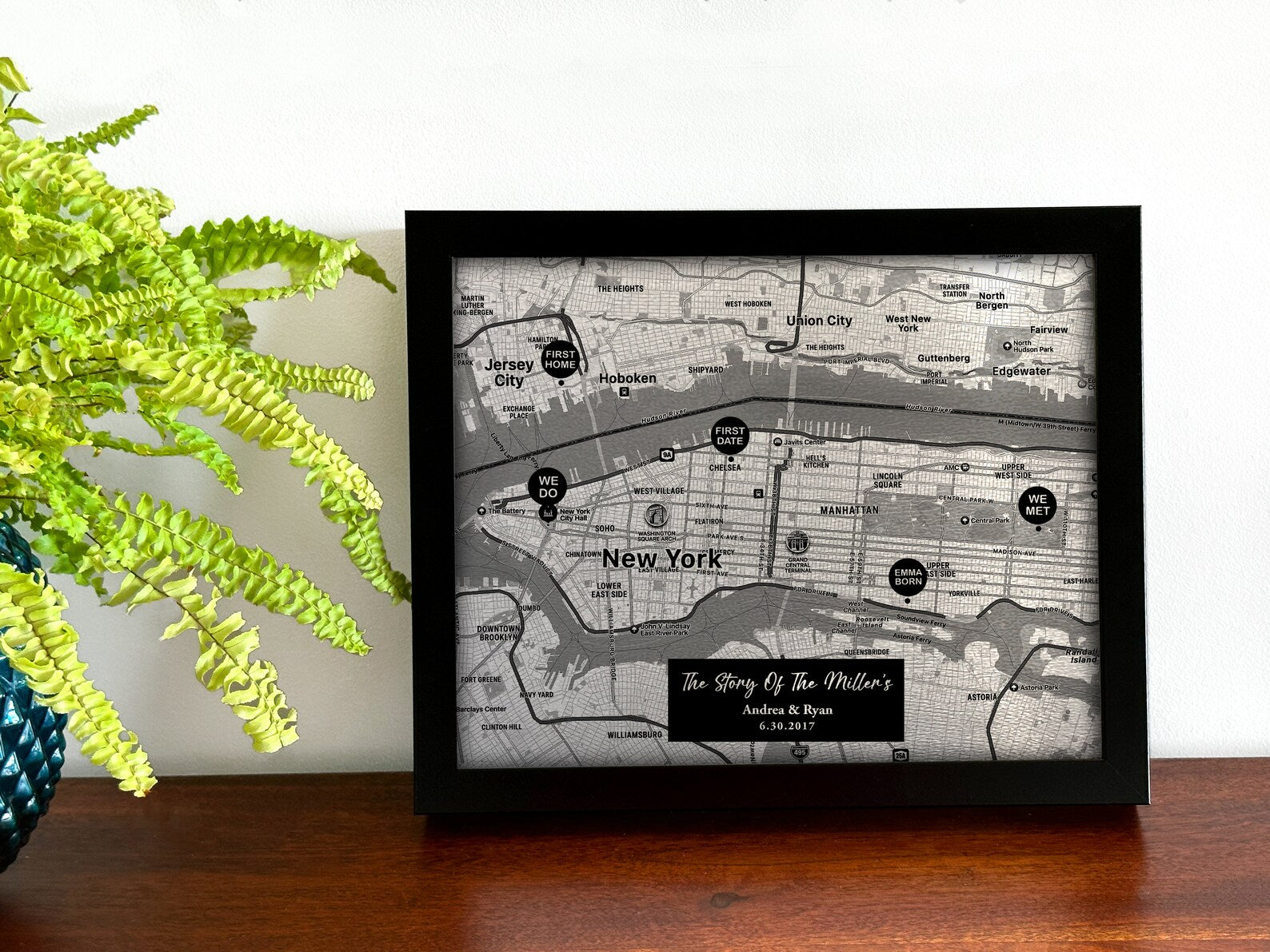Steel Map with Custom Location Pins - 11th Anniversary Gift for Him & Her - Steel Wedding Anniversary Present