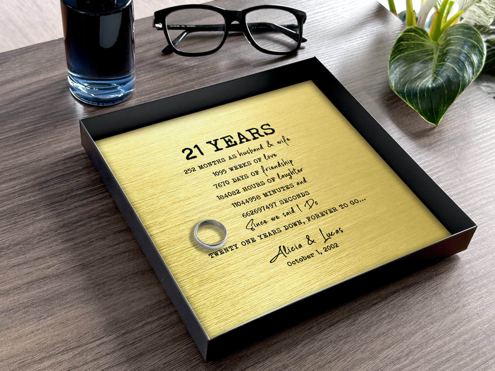 Brass Anniversary Gift - Personalized Catchall Tray - 21st Anniversary Gift for Him & Her | Custom Wording
