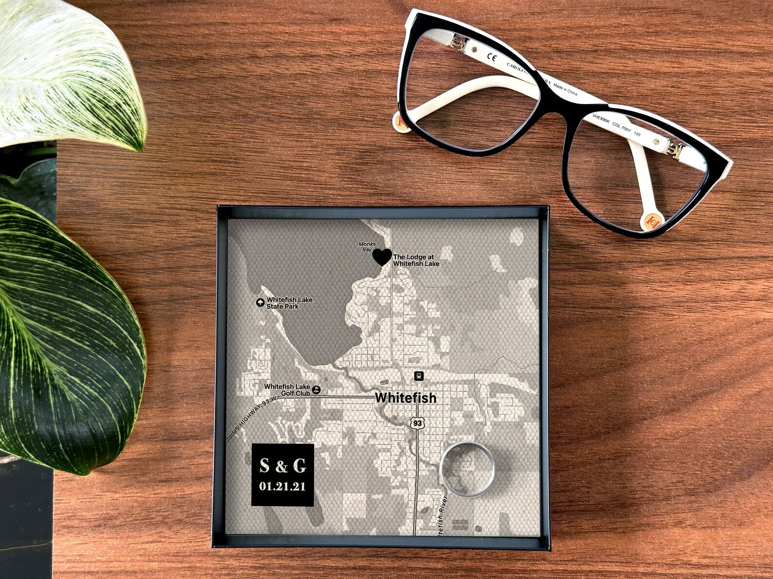Personalized Cotton Map Tray - 2nd Anniversary Gift for Him & Her