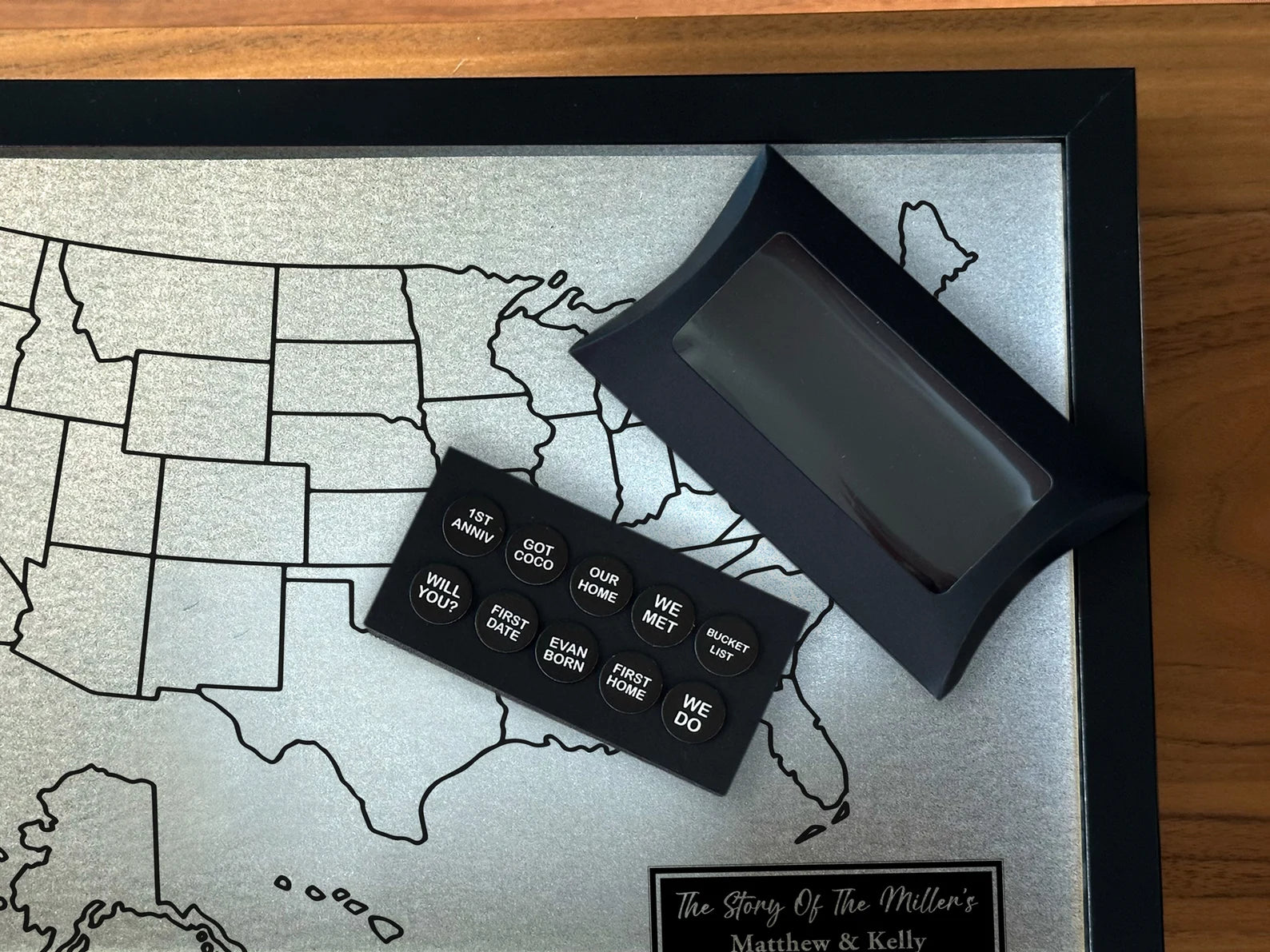 Personalized Aluminum Magnet Pin Map - 10th Anniversary Gift for Him & Her