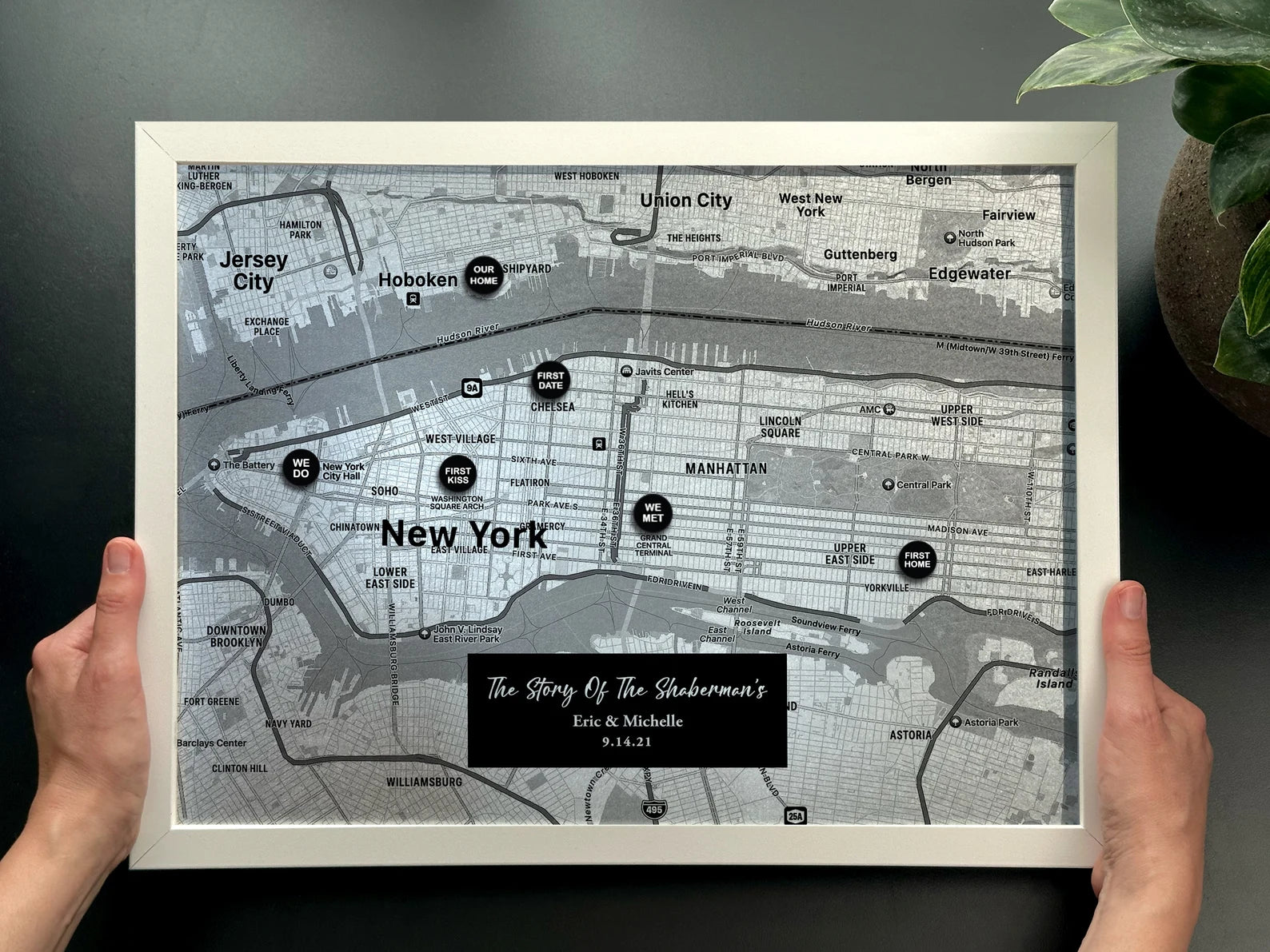 Personalized Aluminum Magnet Pin Map - 10th Anniversary Gift for Him & Her