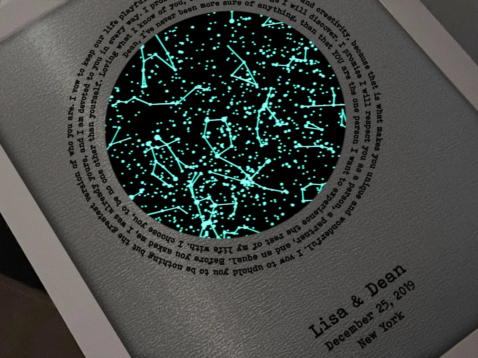 Personalized Iron Star Map - 6th Anniversary Gift for Him & Her - Glow in the Dark Wall Art