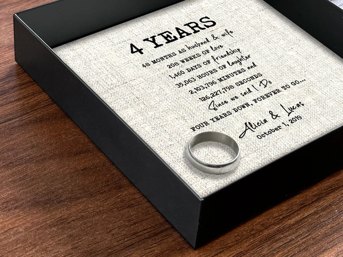 Linen Tray with custom wording - 4th Anniversary Gift for him and her