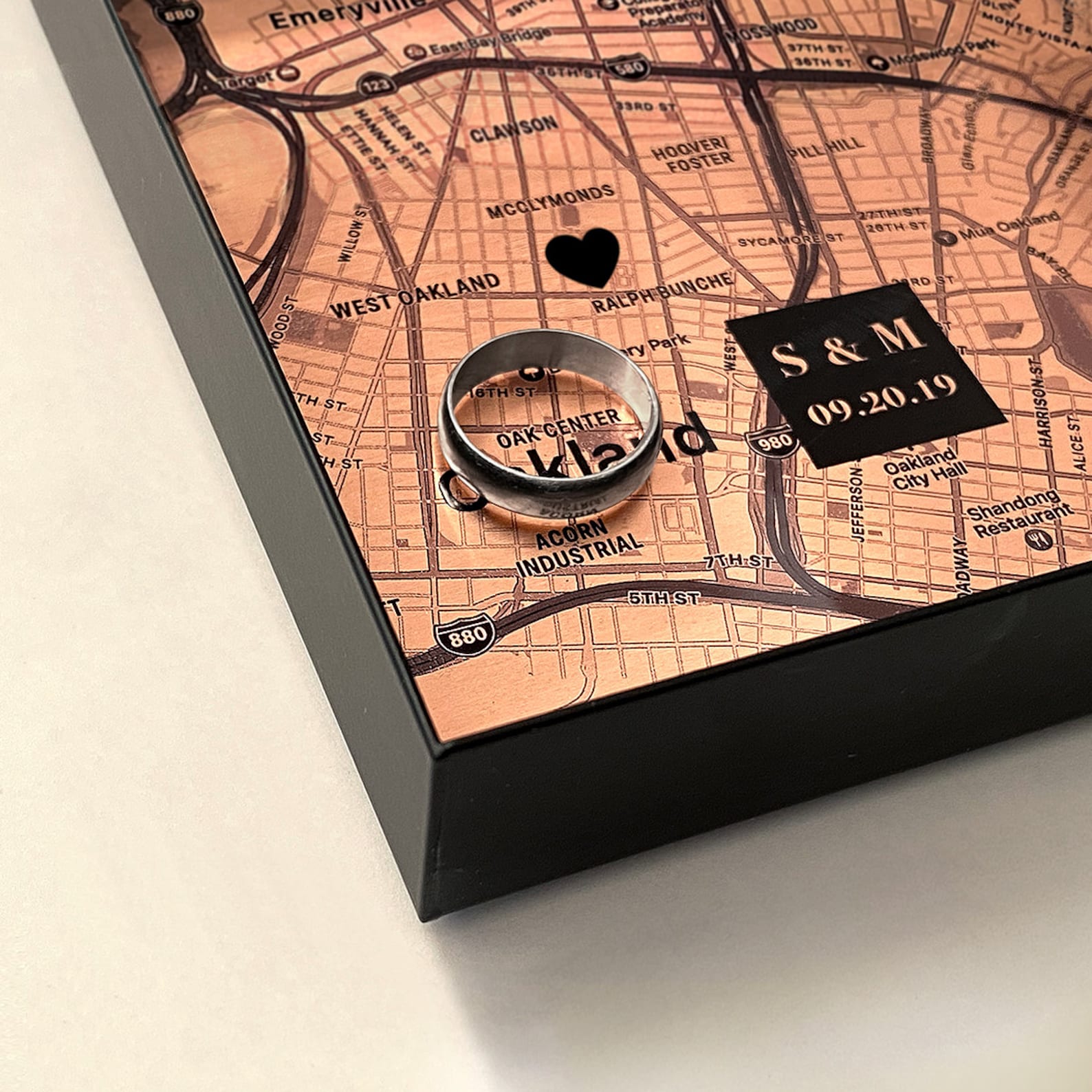 Personalized Copper Map Tray - 7th Anniversary Gift for Him & Her