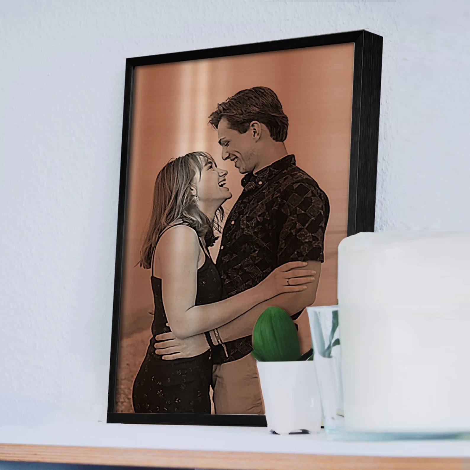 Personalized Copper Photo Wall Art - 7th Anniversary Gift for Him & Her