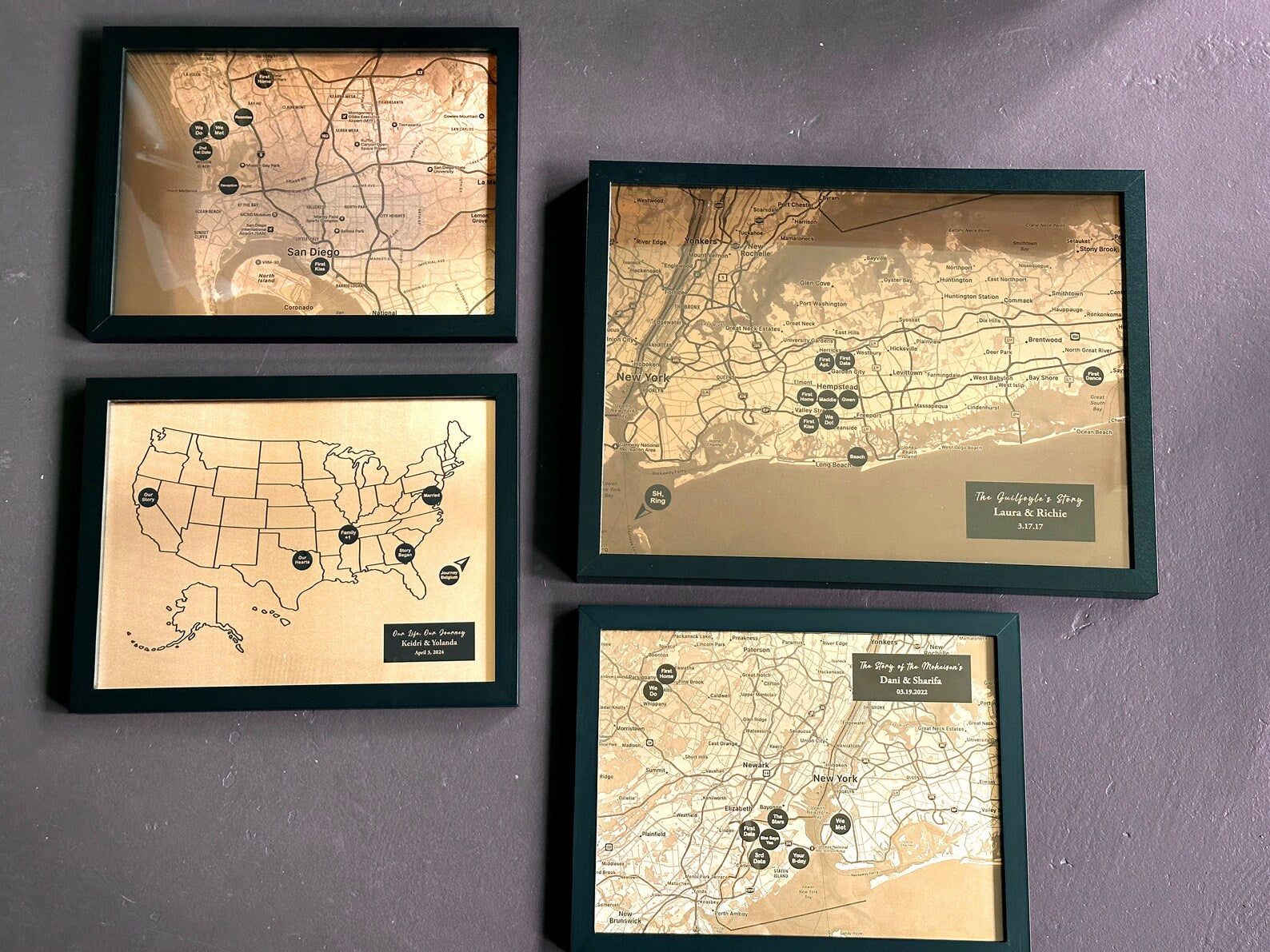 Personalized Copper Push Pin Map - 22nd Anniversary Gift for Him & Her