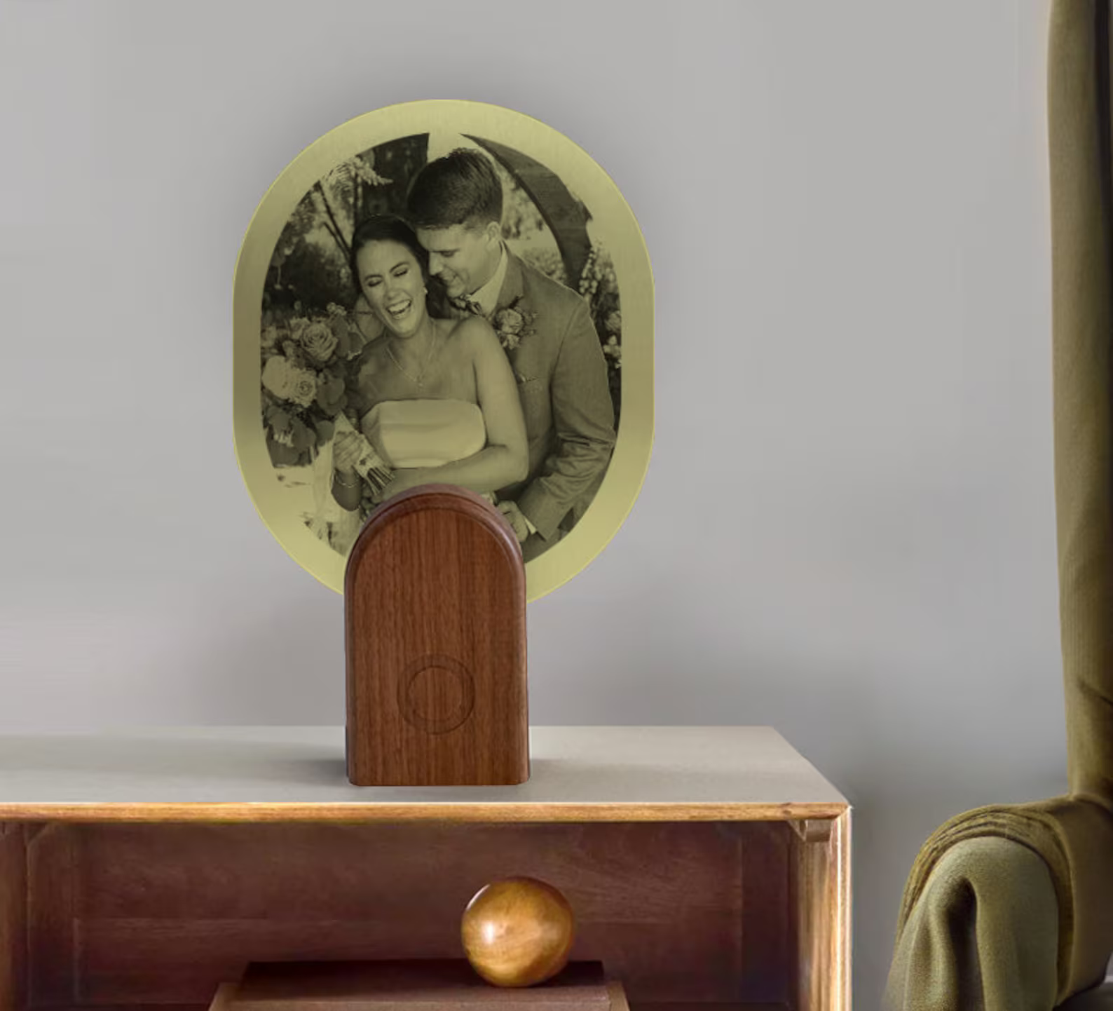 Brass custom photo with light stand for 21st anniversary