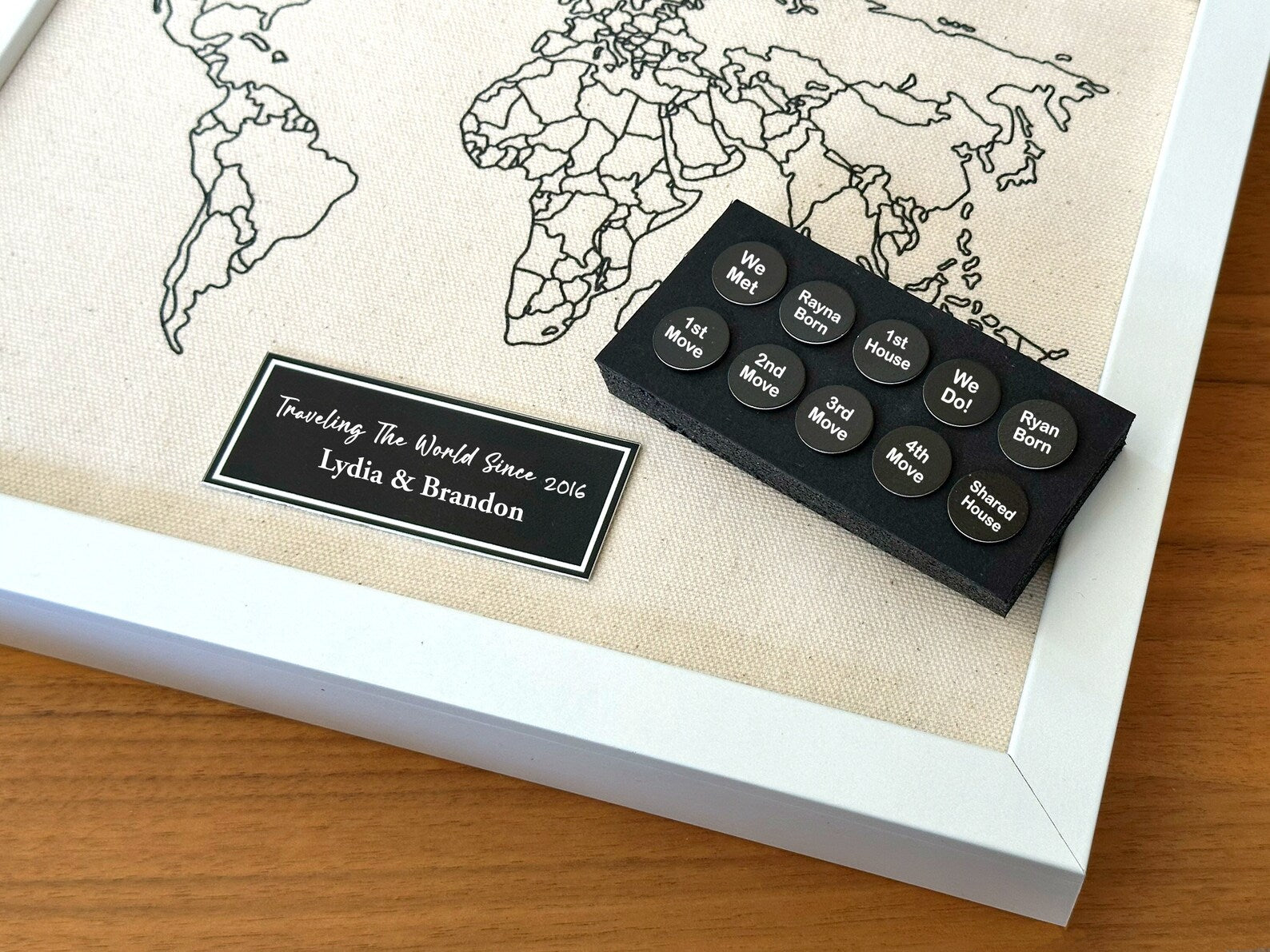 Personalized Cotton Push Pin Map - 2nd Anniversary Gift for Him & Her
