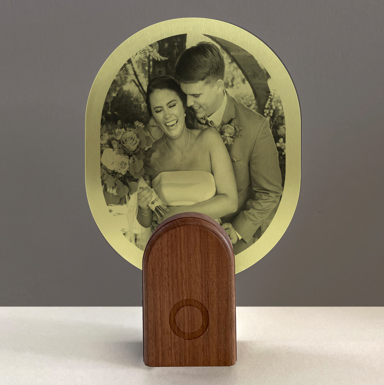 Brass custom photo with light stand for 21st anniversary