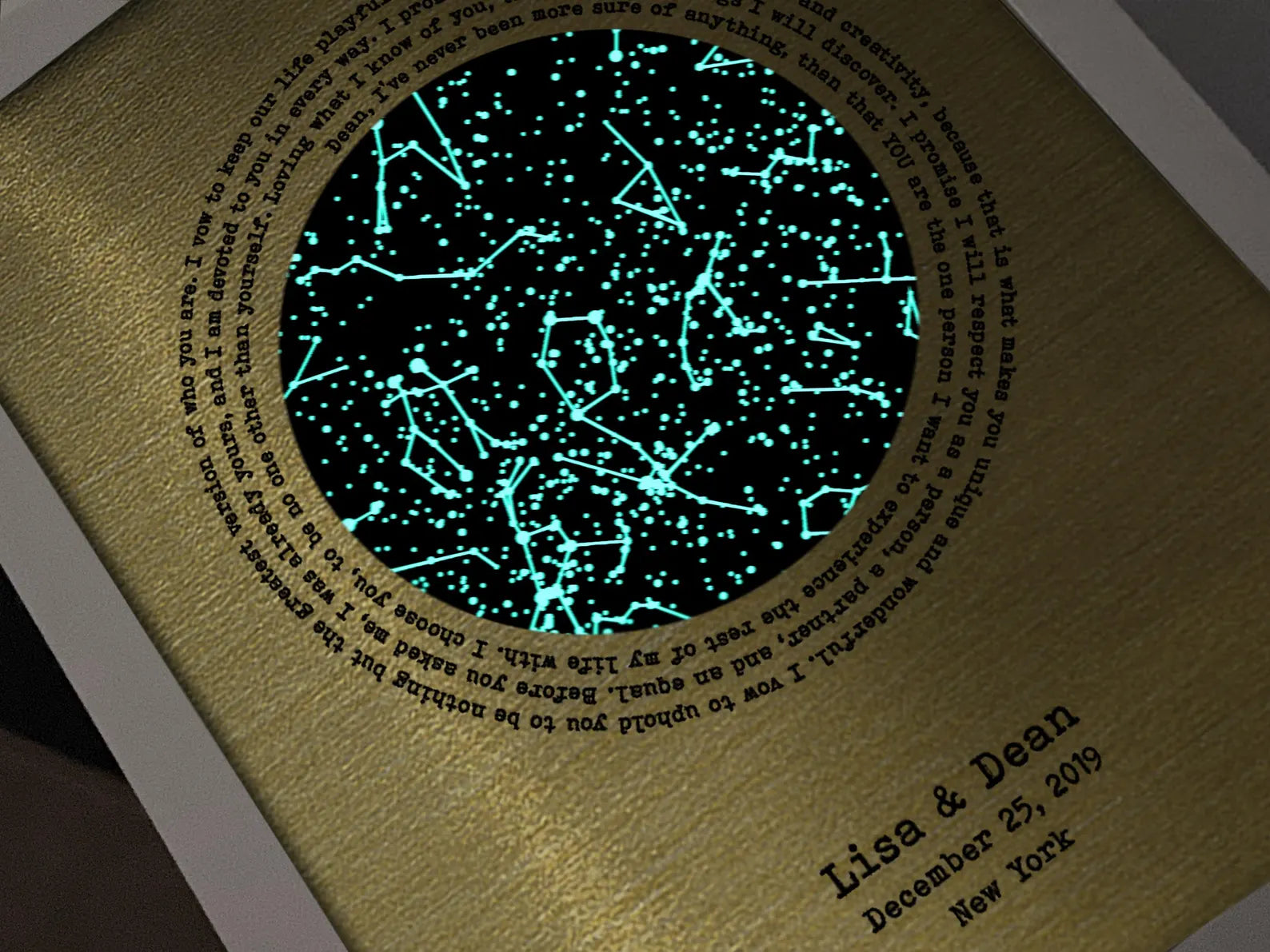 Personalized Glow-in-the-Dark Star Map - 21st Anniversary Gift for Him & Her | Brass Wall Art