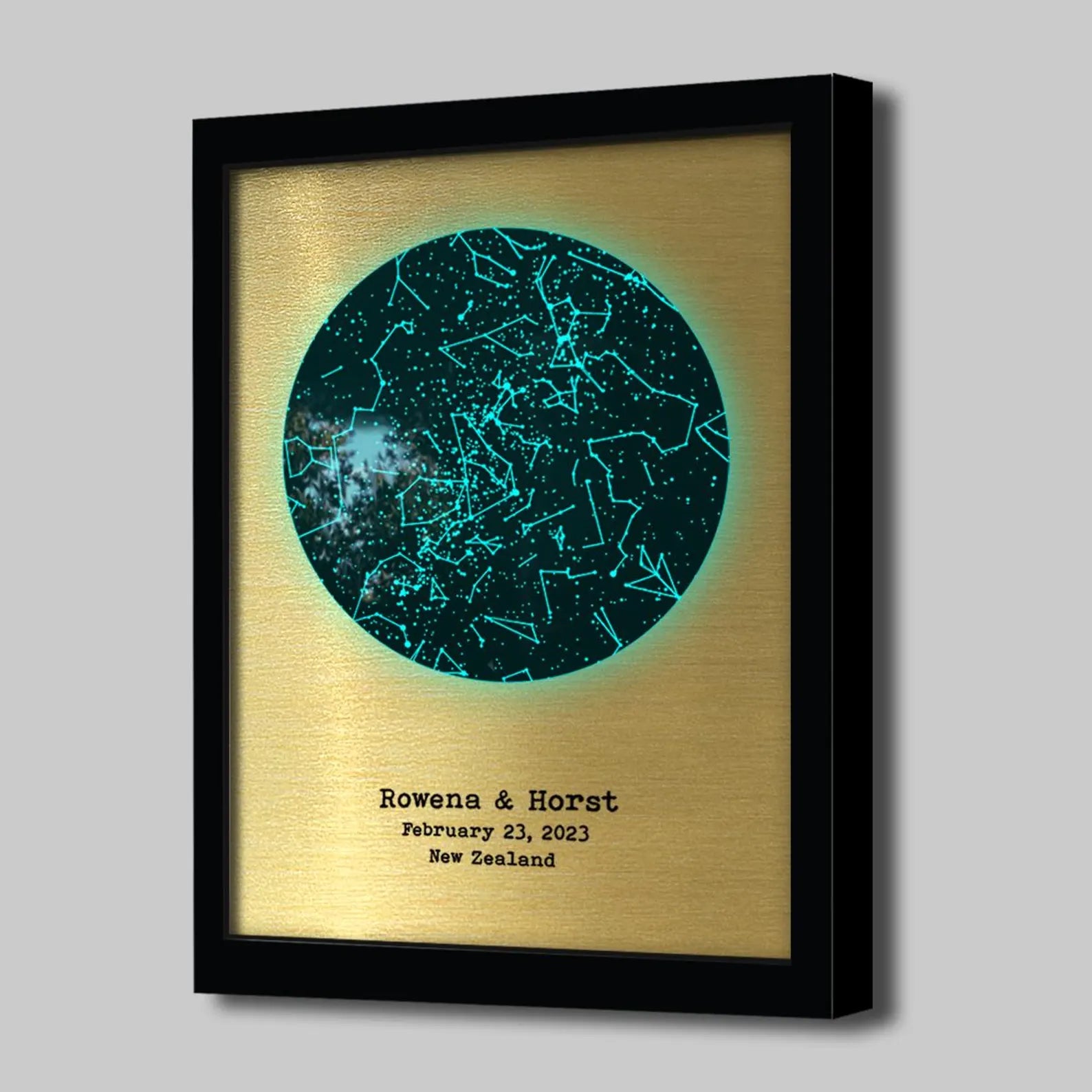 Personalized Glow-in-the-Dark Star Map - 21st Anniversary Gift for Him & Her | Brass Wall Art