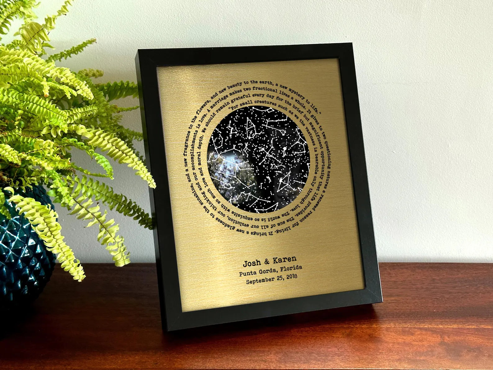 Personalized Glow-in-the-Dark Star Map - 21st Anniversary Gift for Him & Her | Brass Wall Art