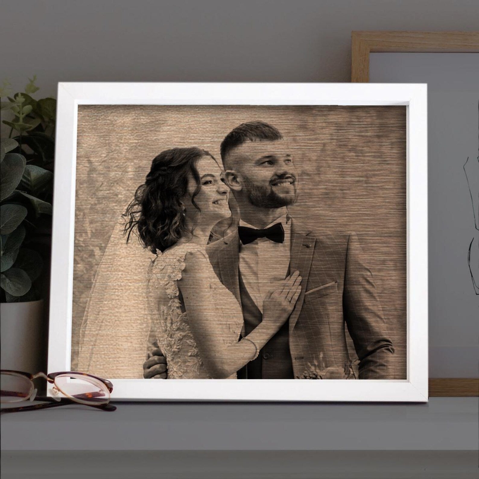 Personalized Bronze Photo Wall Art - 8th Anniversary Gift for Him & Her - 8 Year Wedding Anniversary