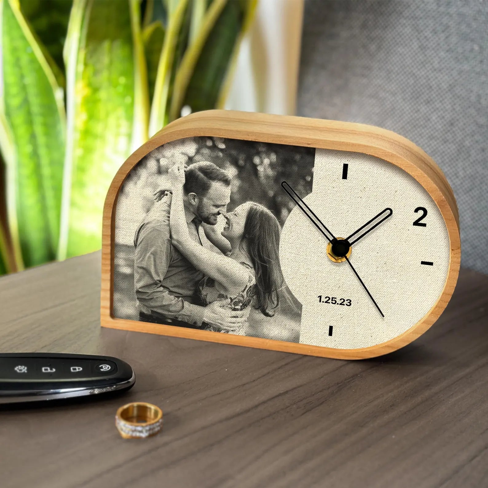 Personalized Cotton Desk Clock - 2nd Anniversary Gift for Him & Her | Handmade Bestseller