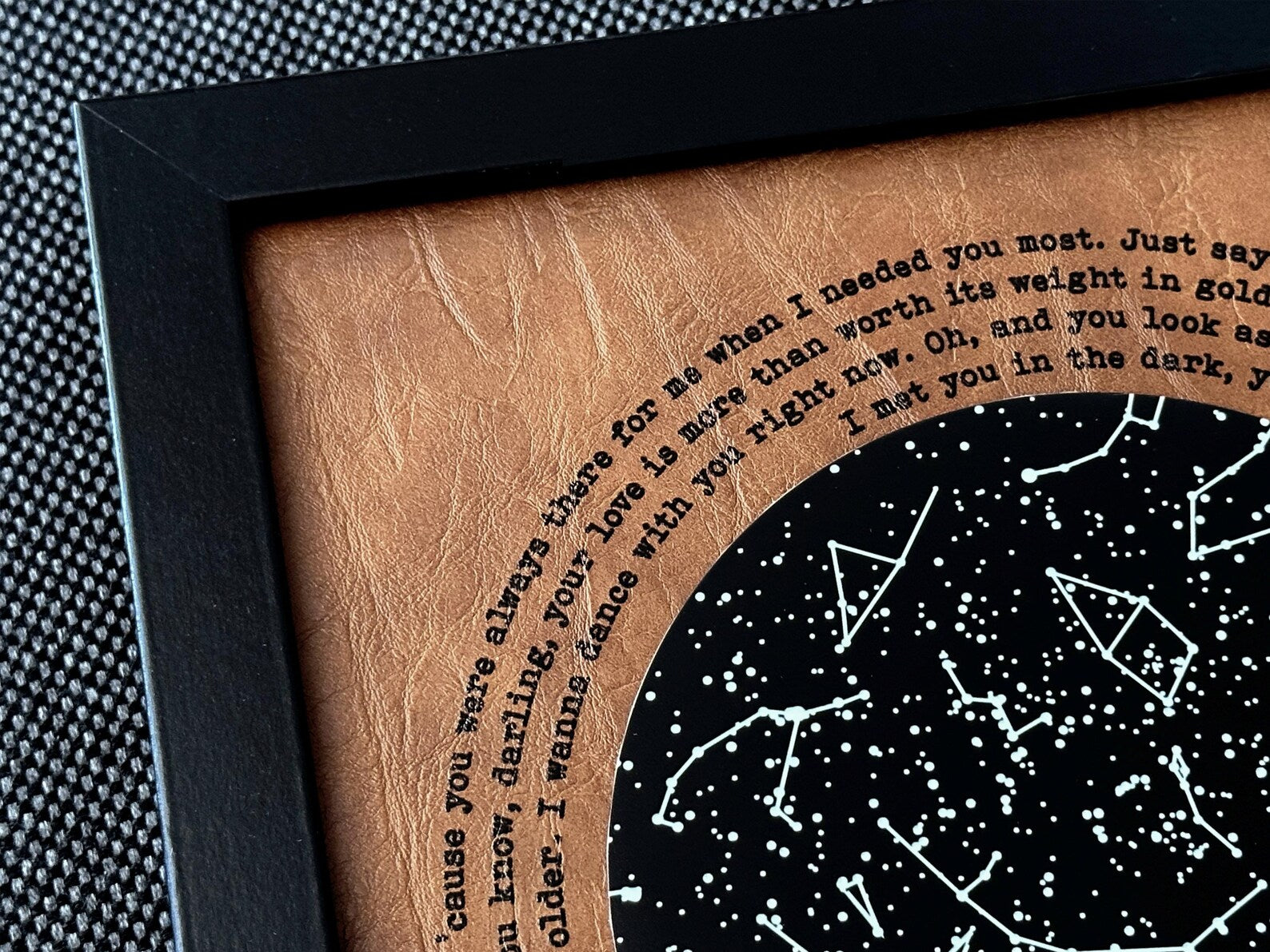 Personalized Glow-in-the-Dark Star Map - 3rd Anniversary Gift for Him & Her | Leather Wall Art