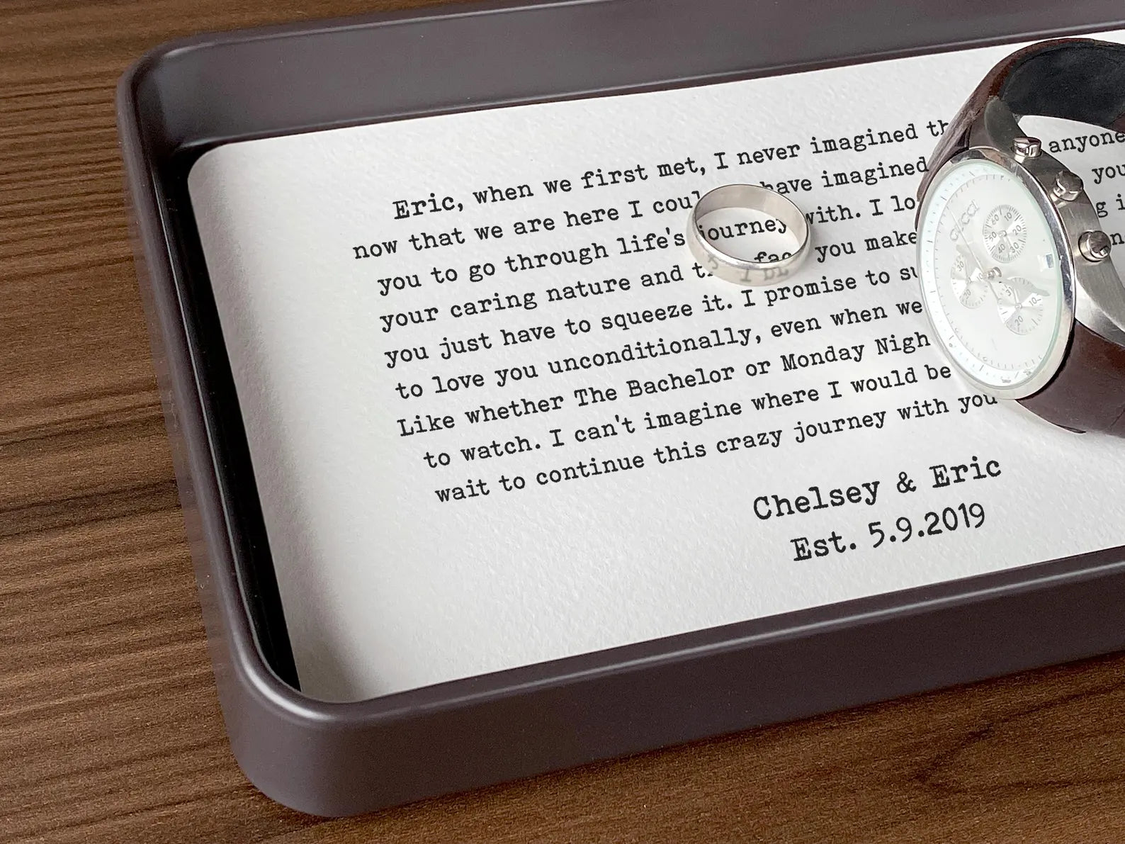 Personalized Paper Catchall Tray - 1st Anniversary Gift for Him & Her | Custom Wording