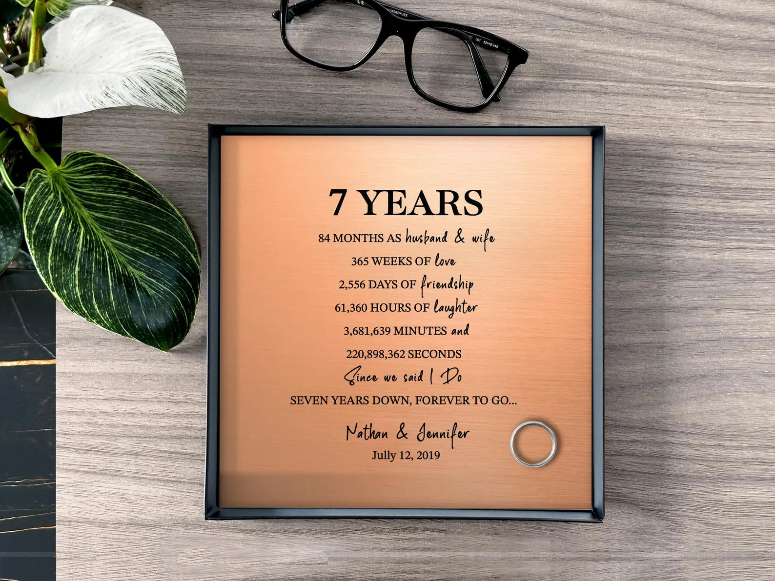 Personalized Copper Catchall Tray - 7th Anniversary Gift for Him & Her | Custom Wording