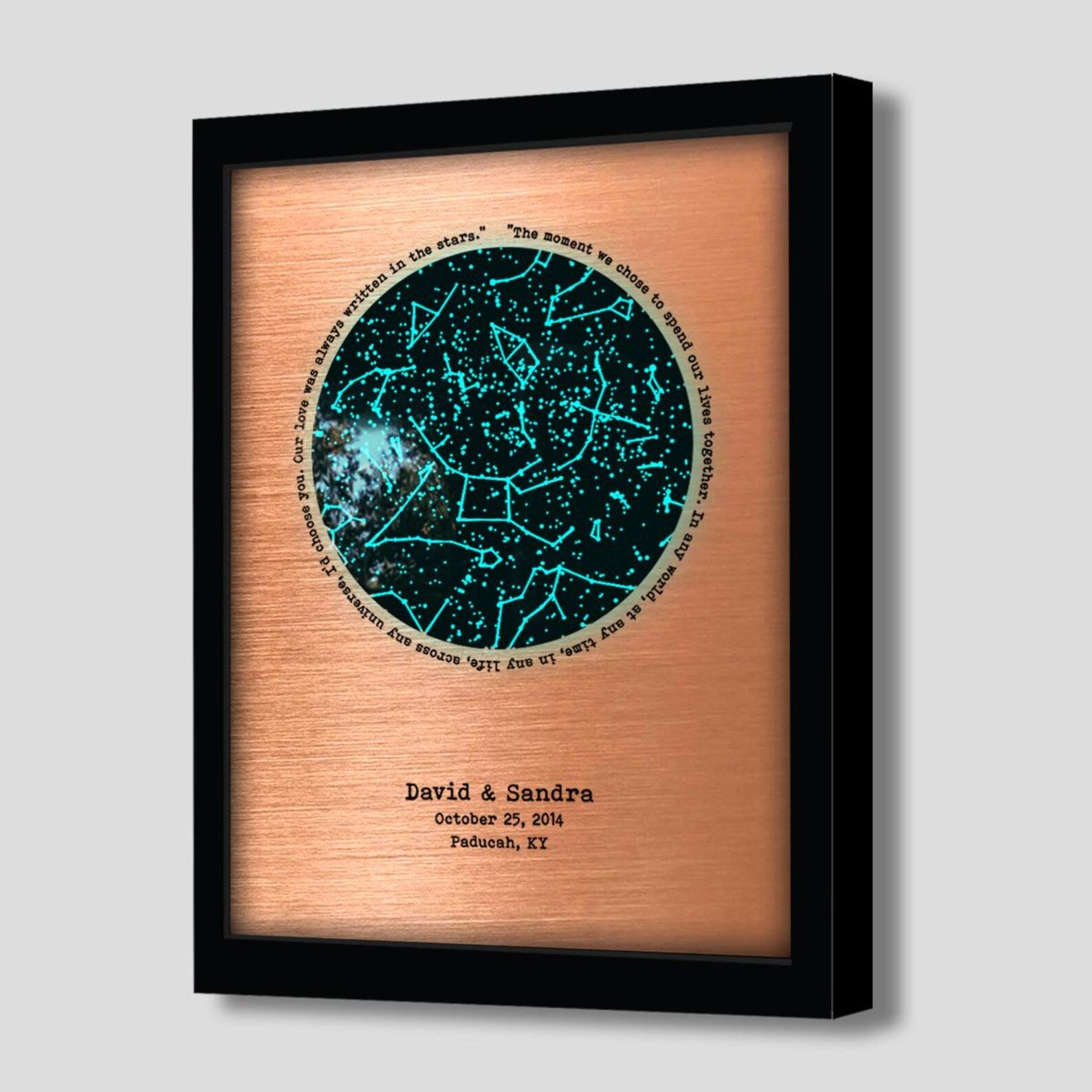 Custom Copper Star Map - Glow in the Dark