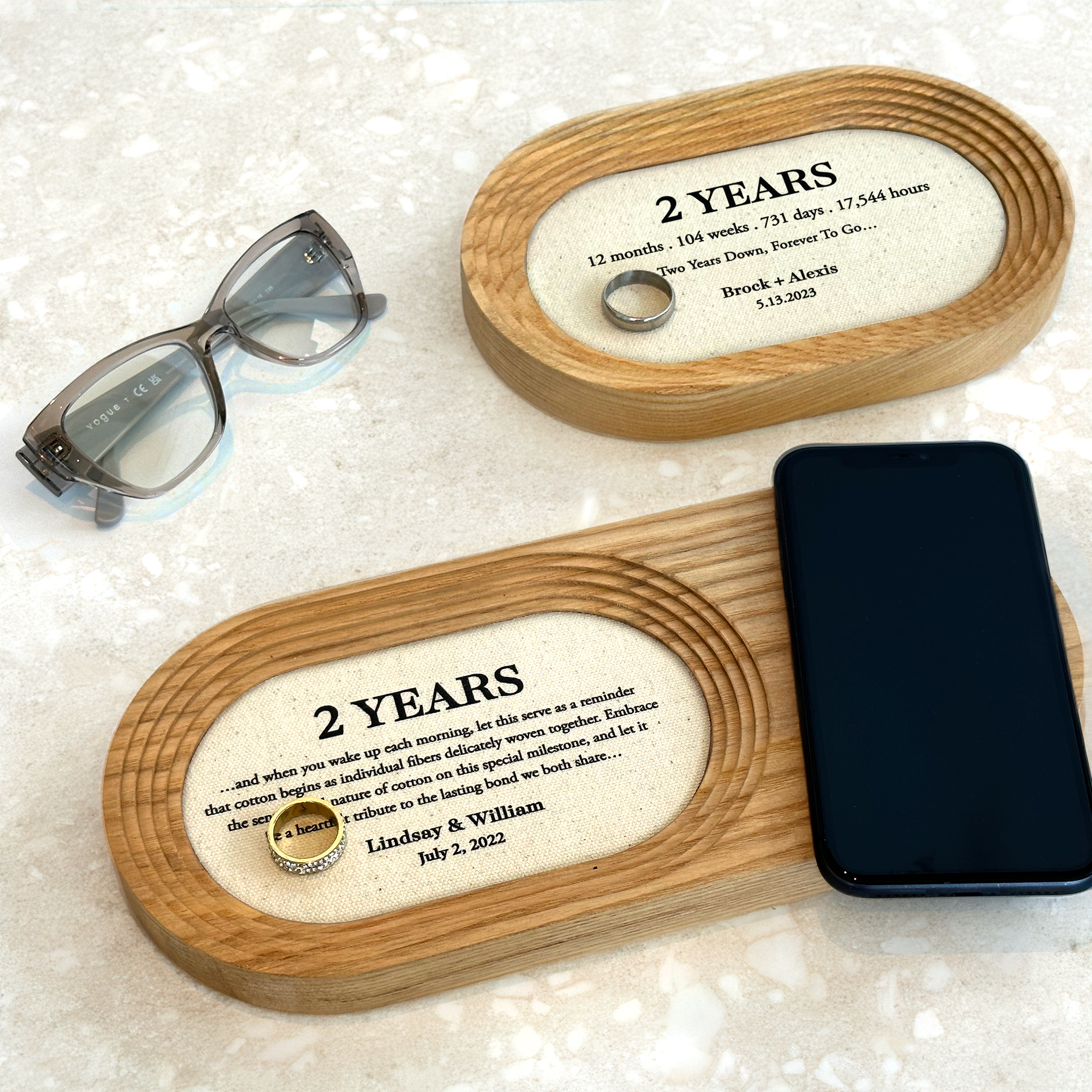 Catchall tray with customization on cotton for 2nd Anniversary