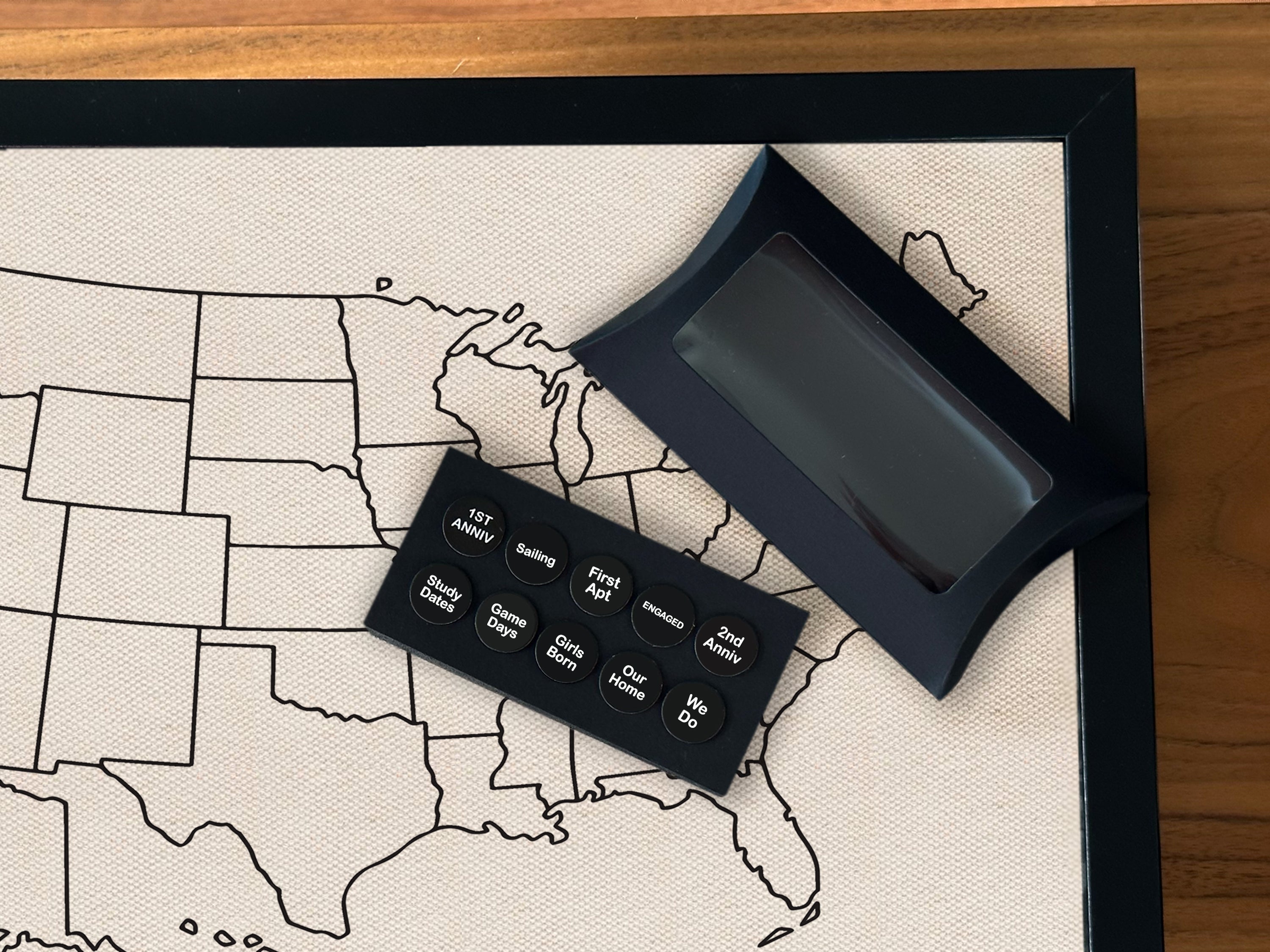 Custom cotton map with push pins