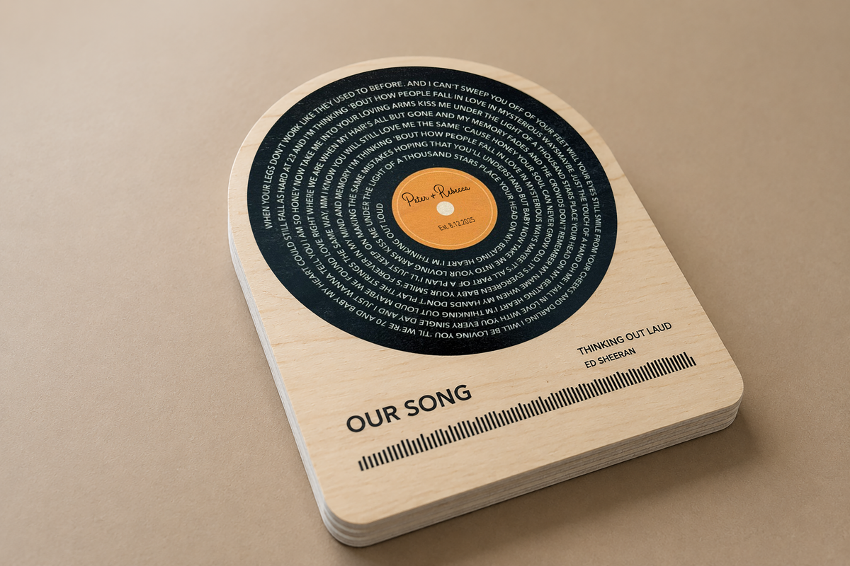 Personalized Song Lyrics Vinyl Record Wood Sign | 5th Anniversary Wood Gift
