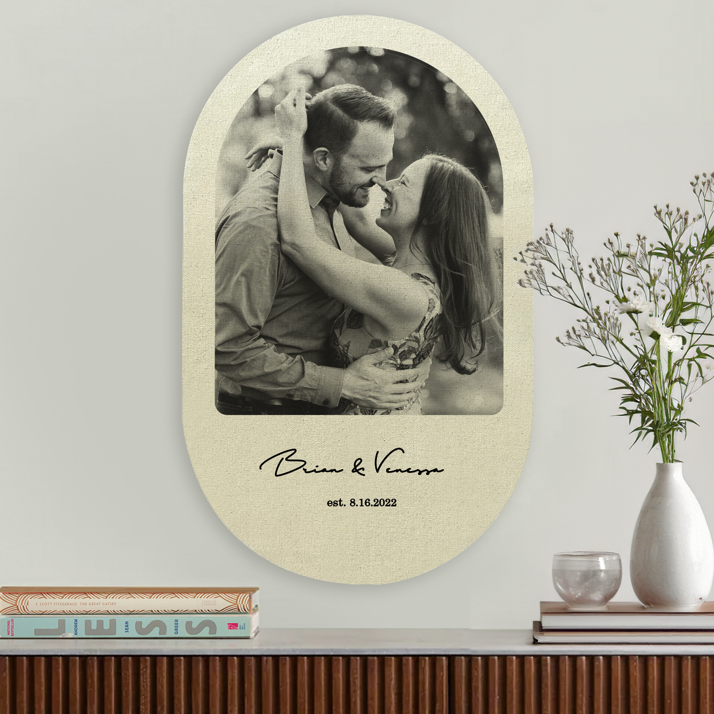 Custom star map and photo print on cotton for 2nd Anniversary
