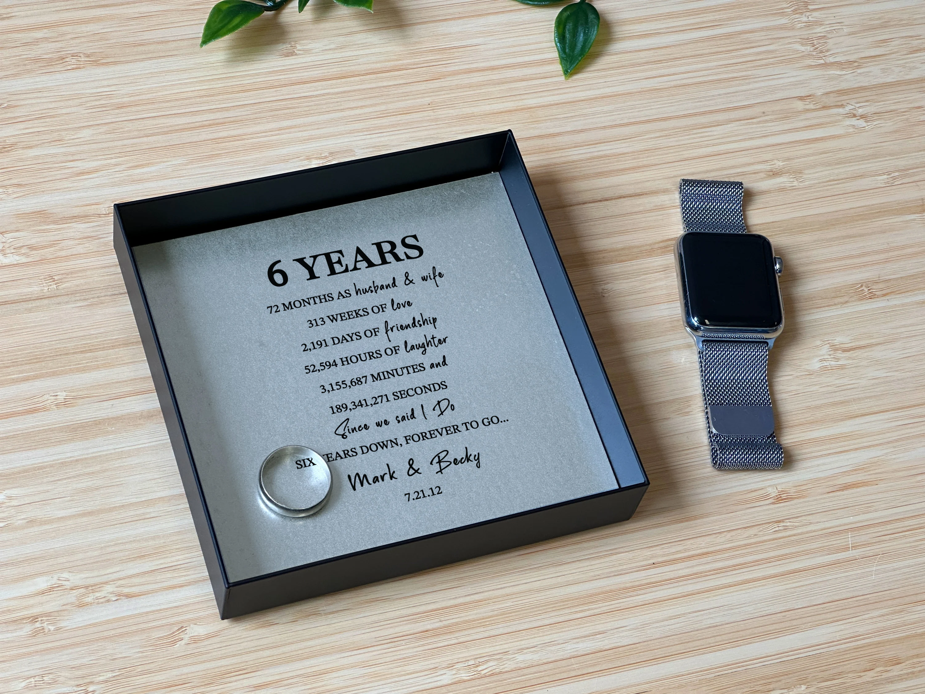6th Anniversary Catchall Tray with Custom wording