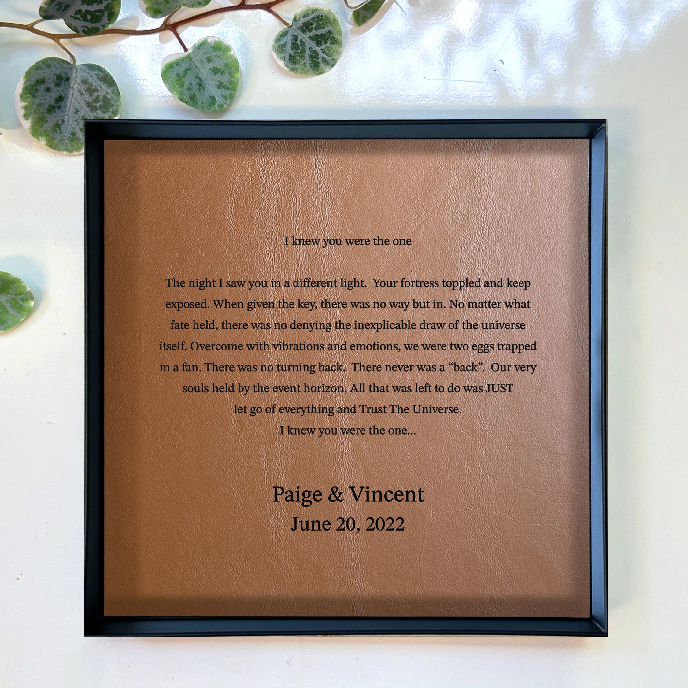 Personalized Leather Tray for Couples - Genuine Leather