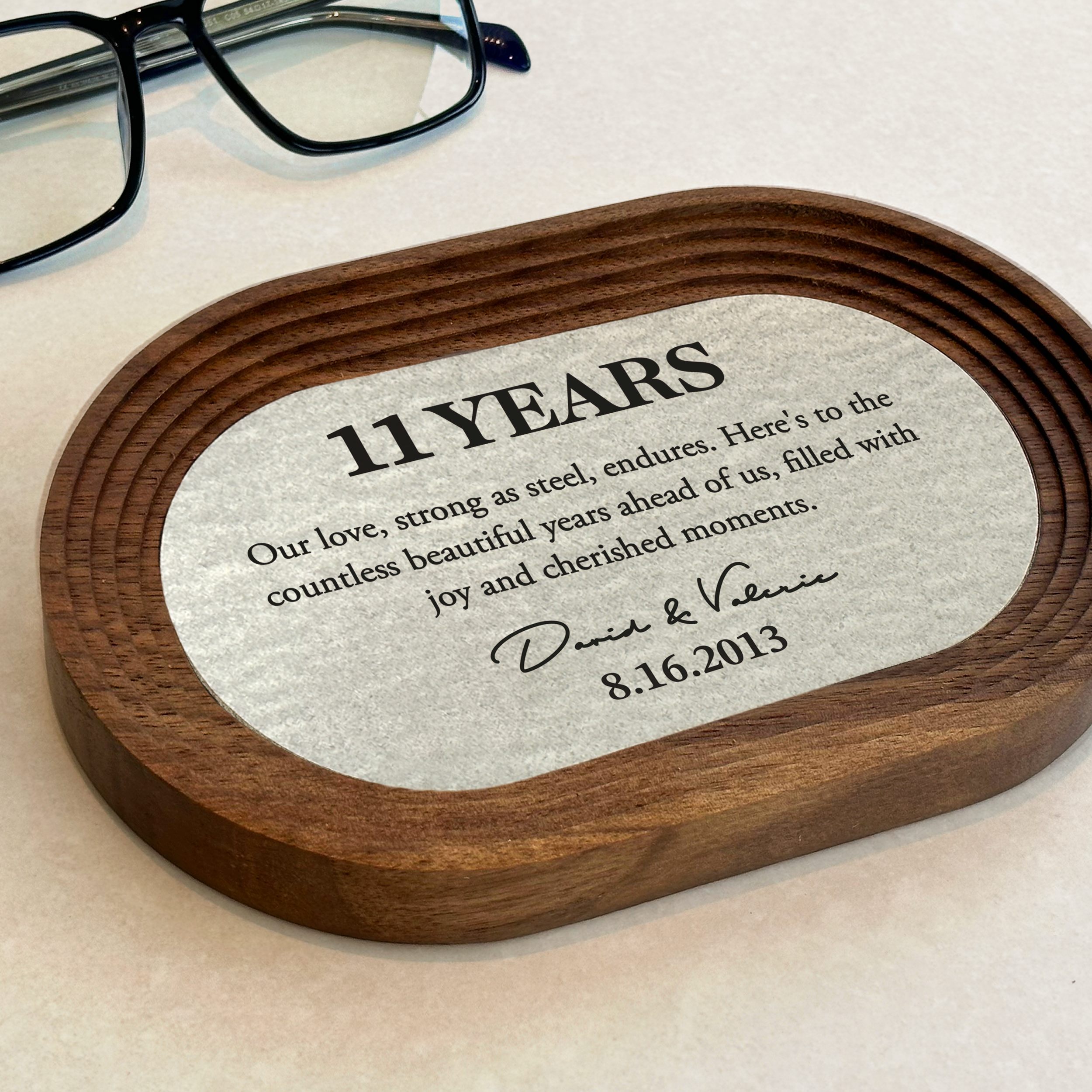 Catchall tray with customization on steel