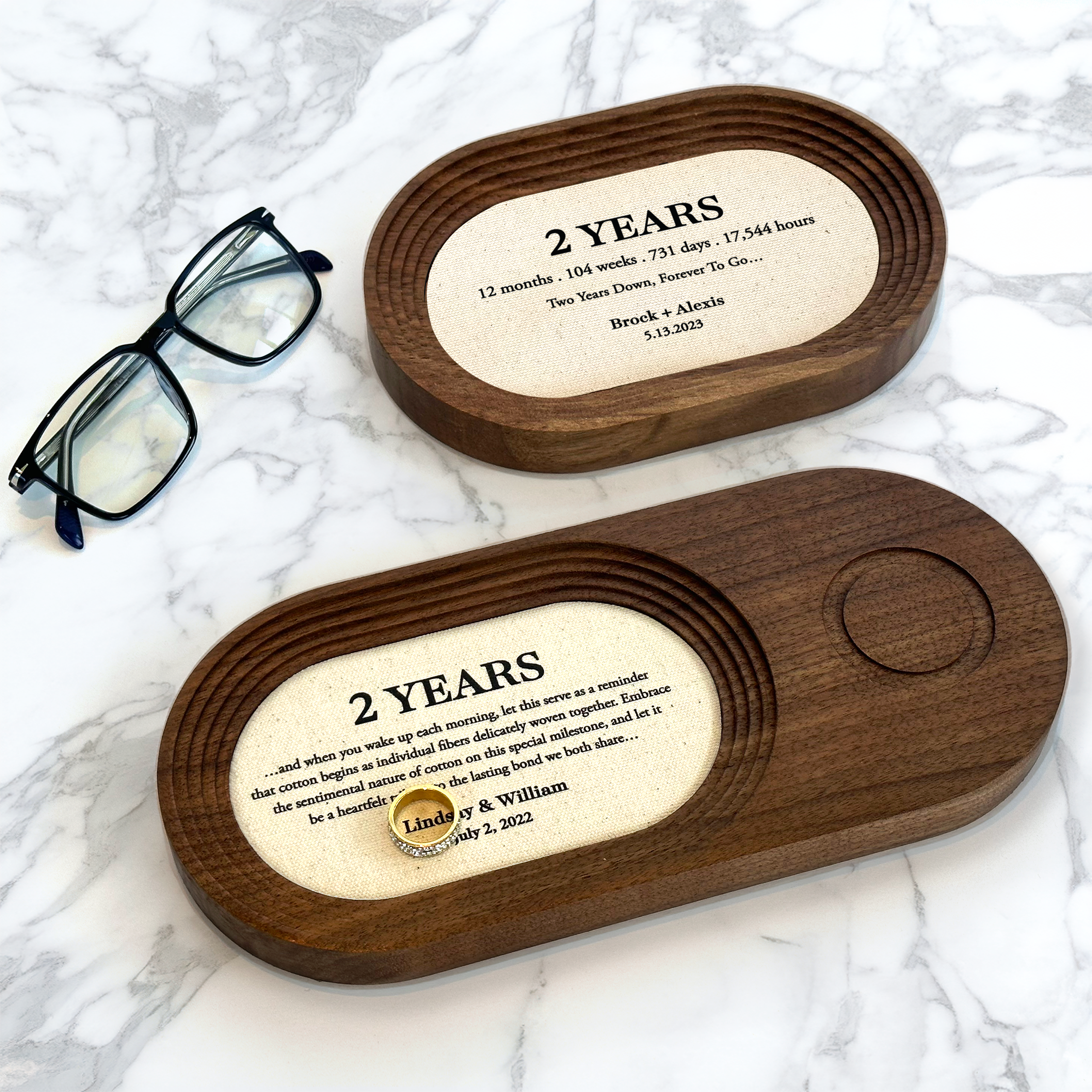 Catchall tray with customization on cotton for 2nd Anniversary