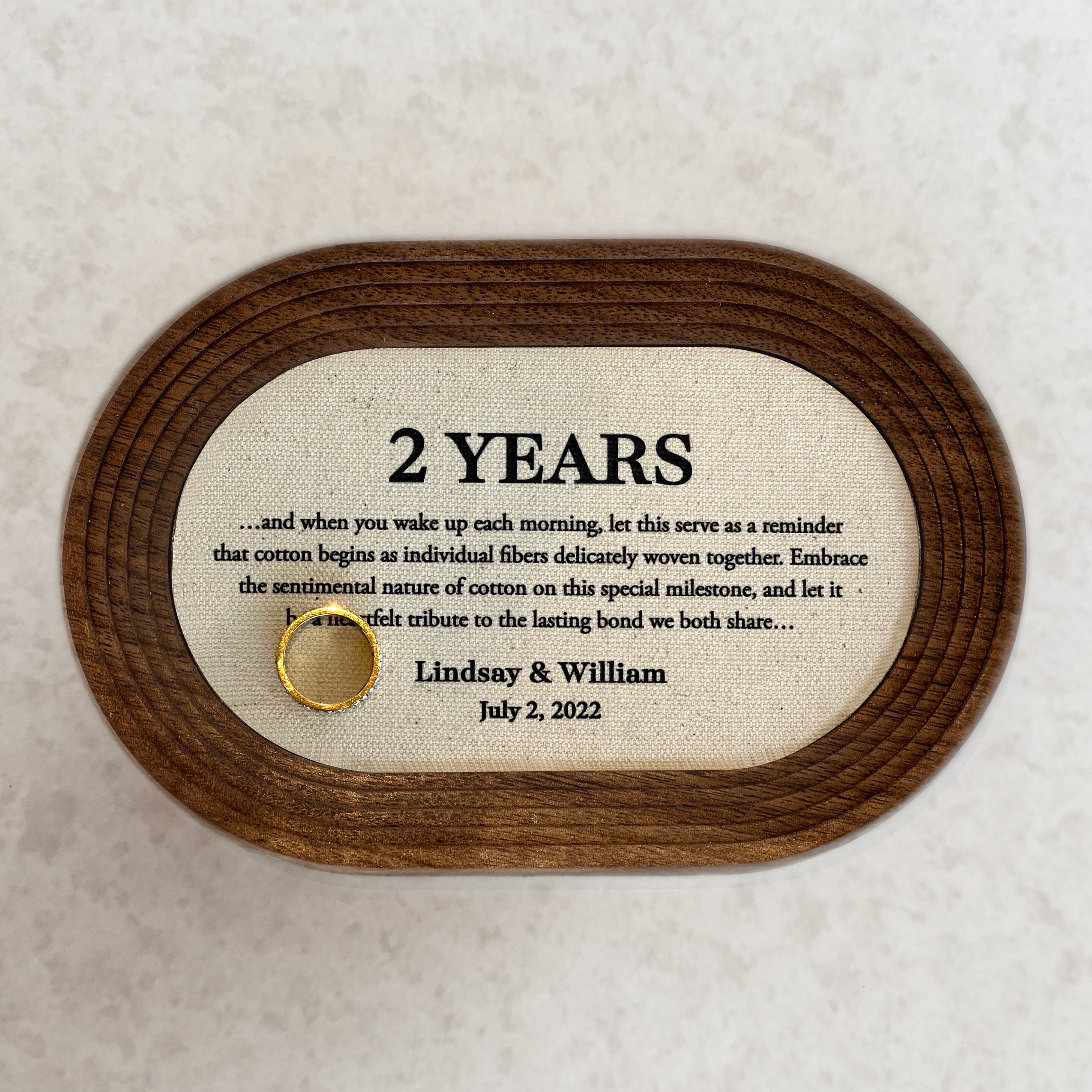 Walnut and cotton tray with wireless phone charging for 2nd Anniversary