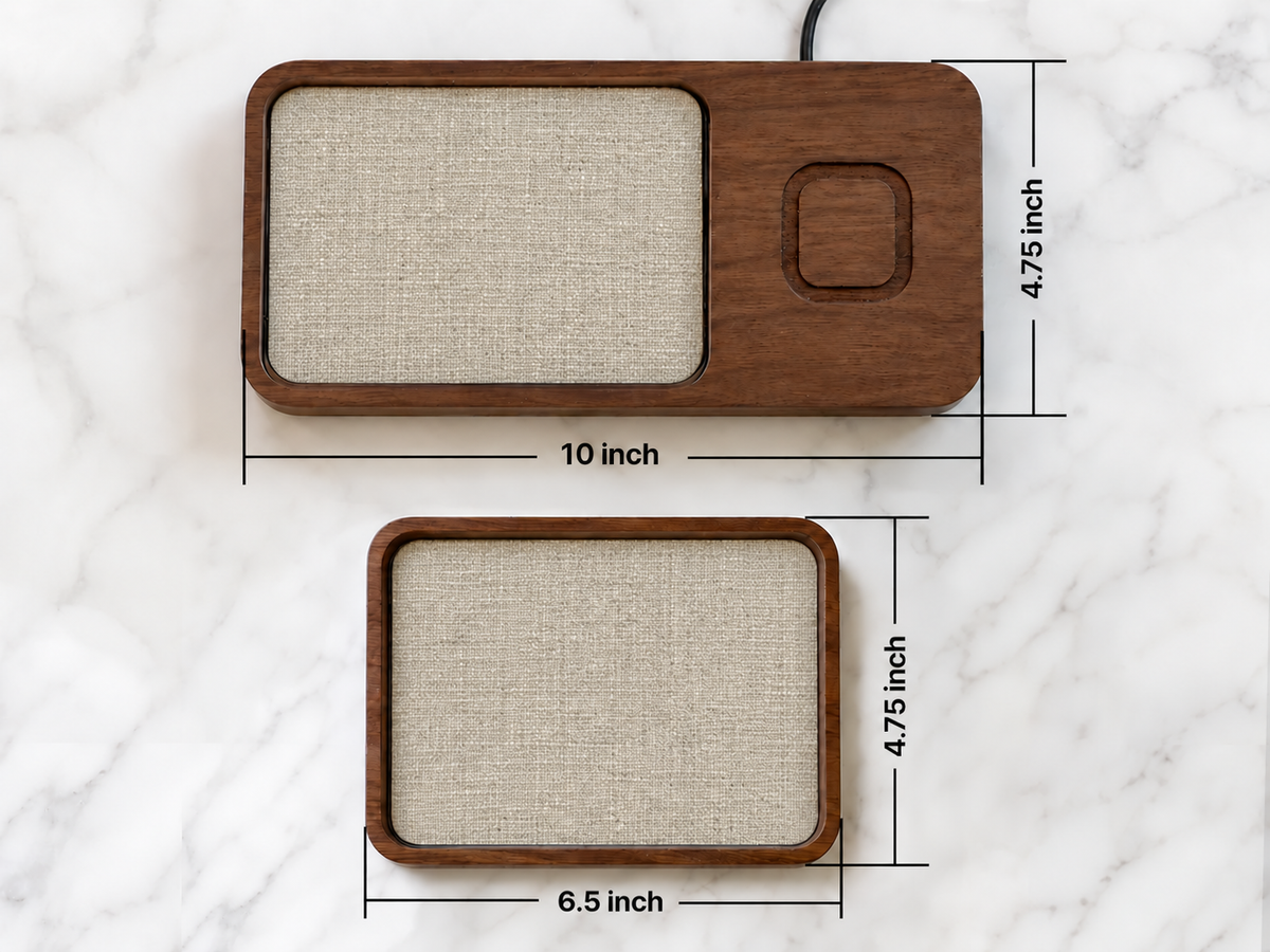 Handmade Walnut Catch-All Tray with Optional Wireless Charger | Personalized 17th Anniversary Gift