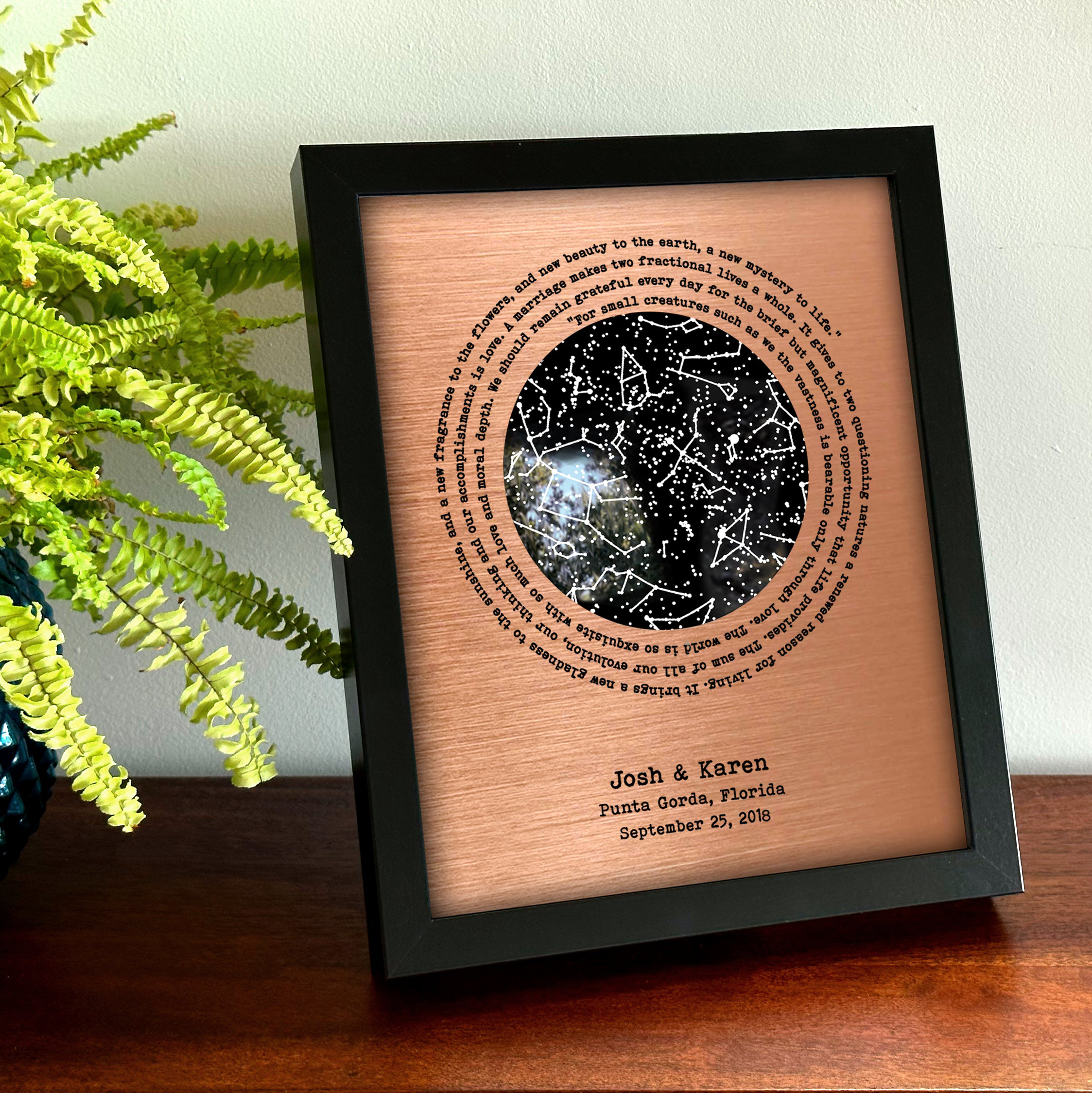 Custom Copper Star Map - Glow in the Dark