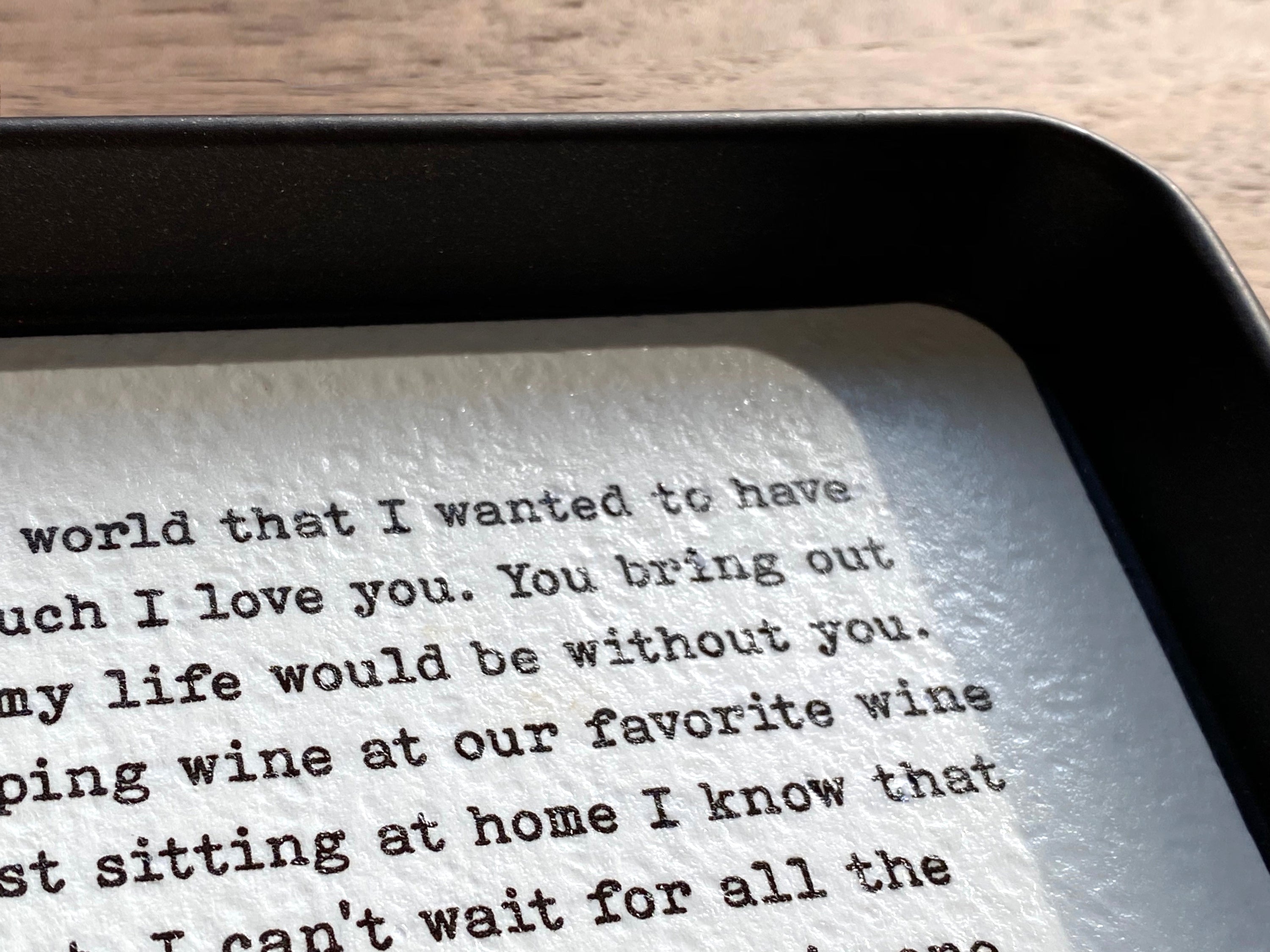 Paper catchall tray with protective layer - first year anniversary gift