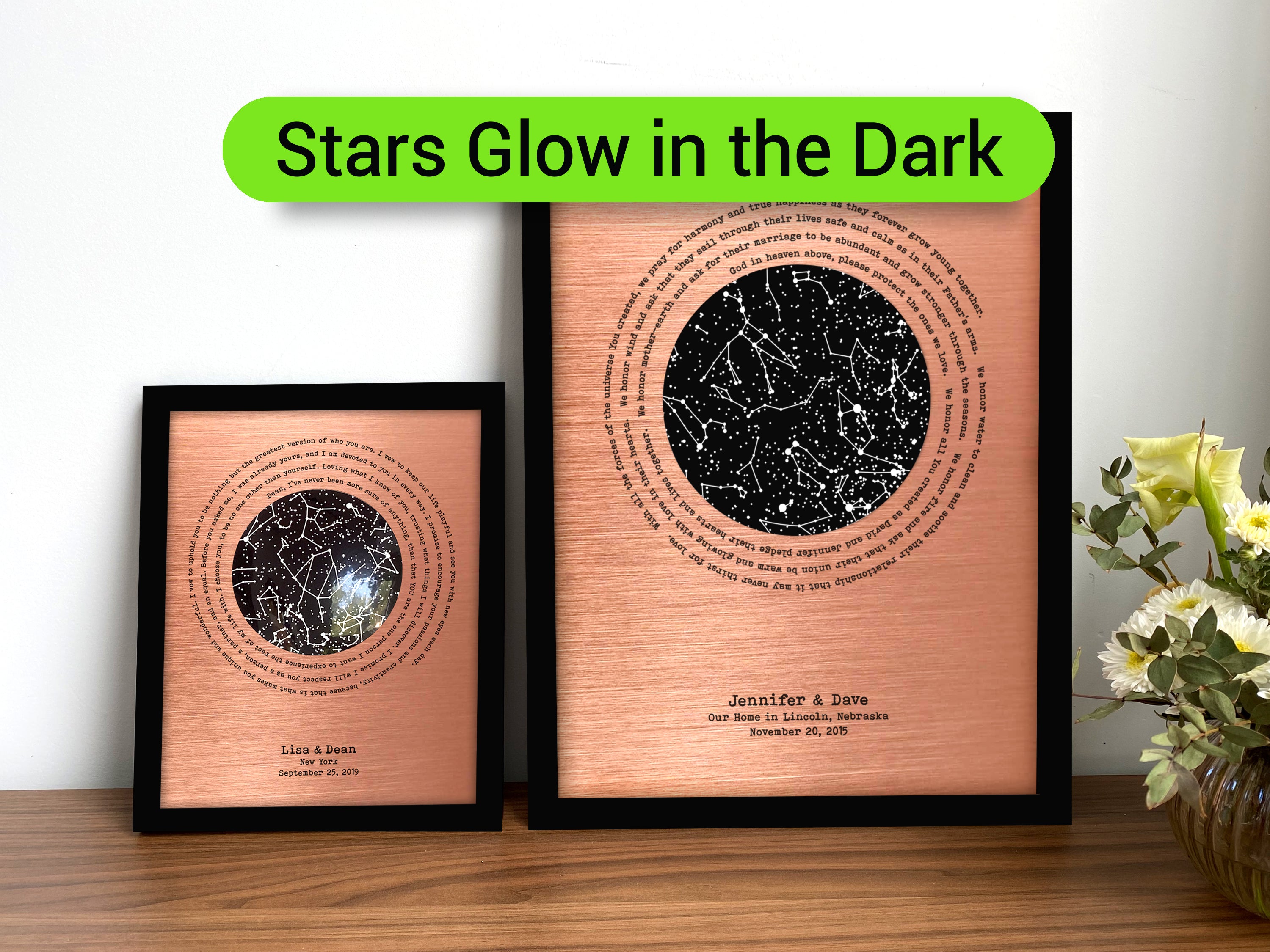 Custom Copper Star Map - Glow in the Dark